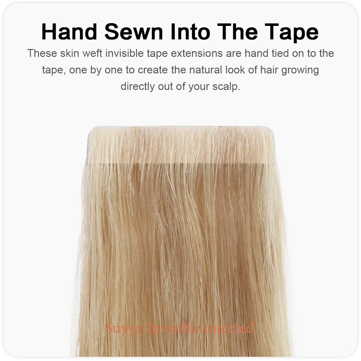 Suyya Invisible Tape In Hair Extensions Human Hair Seamless Injected Hand-Tied Pro Quality Virgin Human Hair Tape Ins Ash Blonde
