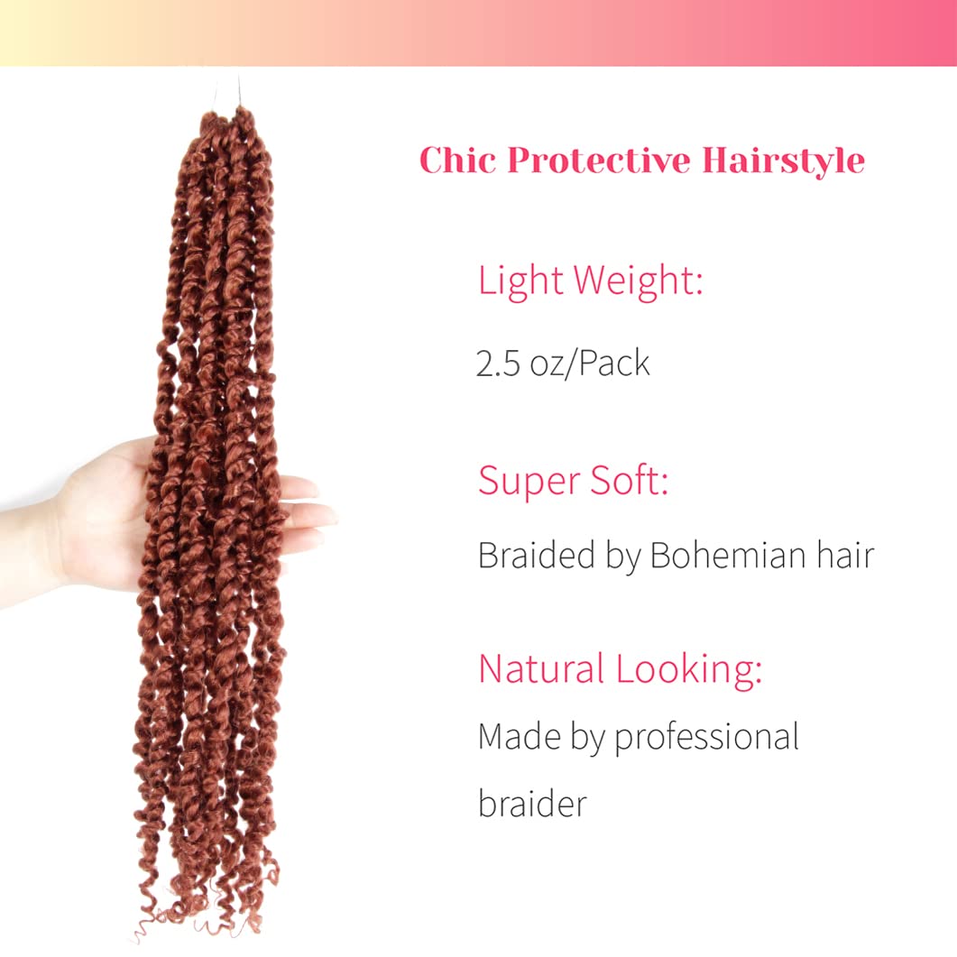 The BOHOBABE Crochet Passion Twist Hair Pretwisted 20 Inch Long Pre-looped Passion Twist Crochet Braiding Hair 8 Packs(350#)
