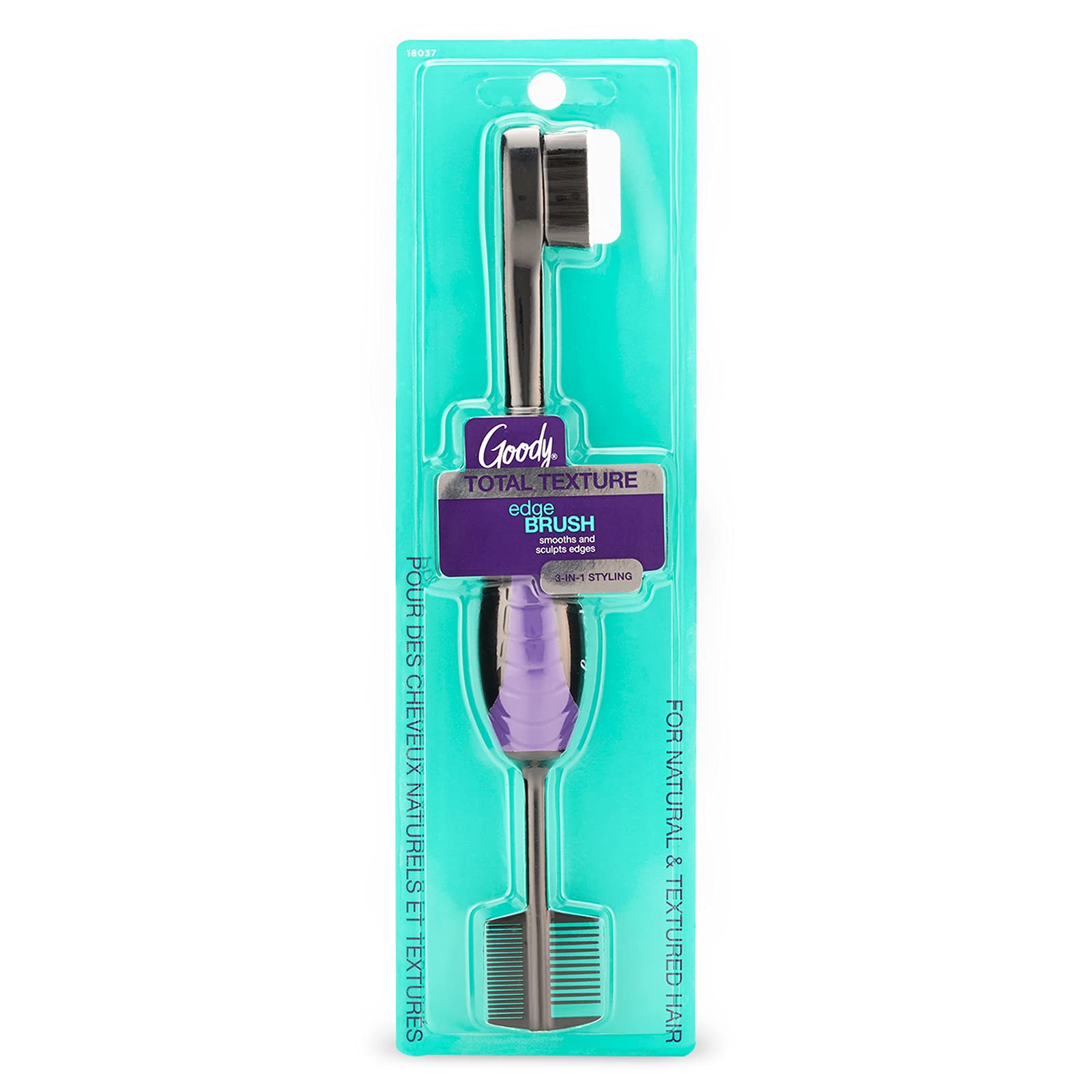 Goody Total Texture Edge Brush - Flexible Nylon Bristles For Precise Styling - Wide And Fine Tooth Combs For A 3-In-1 Hair Acces