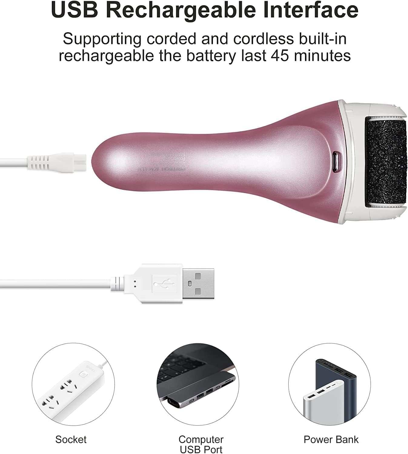 Electric Feet Callus Removers Rechargeable,Portable Electronic Foot File Pedicure Tools, Electric Callus Remover Kit,Professiona