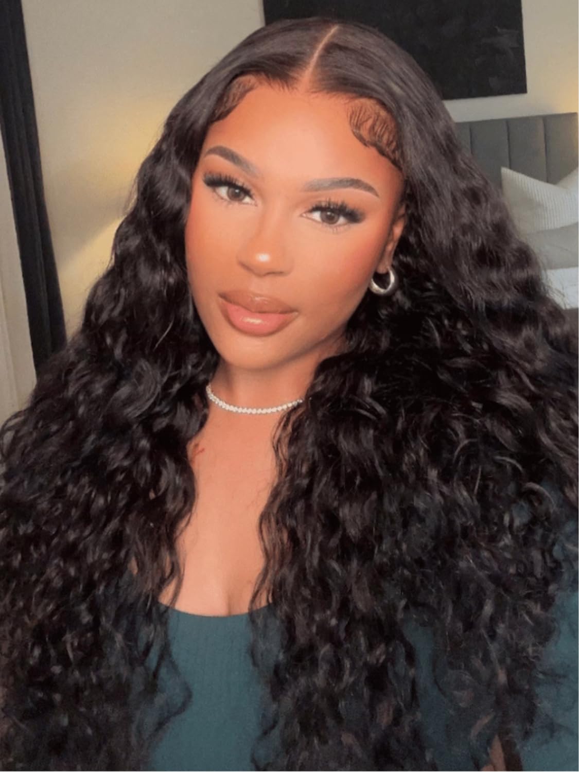 UNICE Water Wave Glueless Wig 18 Inch Human Hair Pre Plucked with Baby Hair Natural Color
