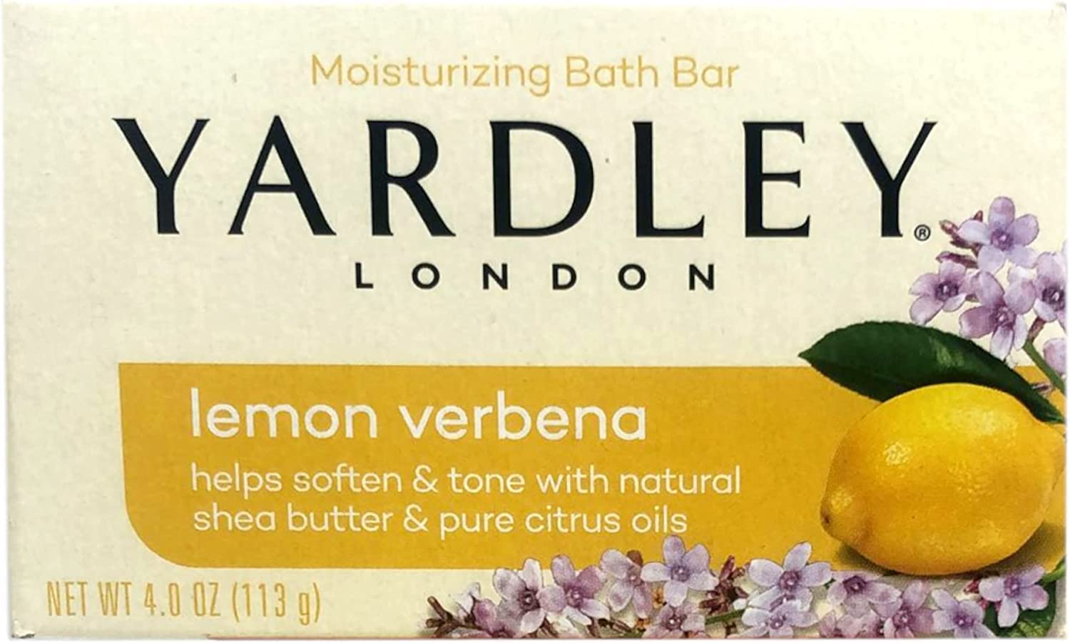 Yardley London Lemon Verbena Naturally Moisturizing Bath Bar, 4 Ounce