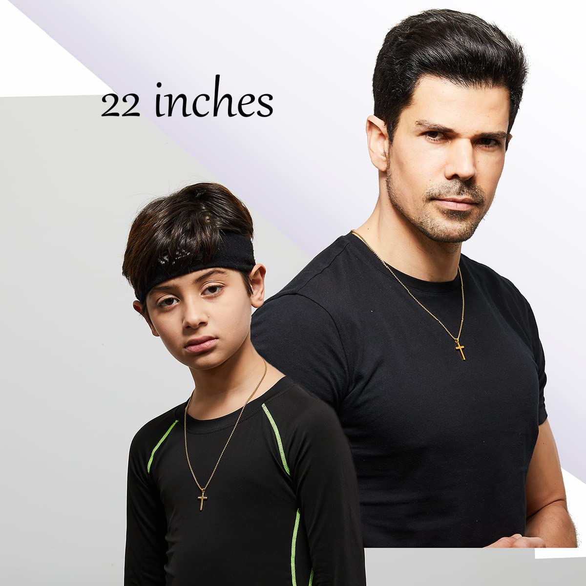 Stainless Steel Cross Necklace for men,Gold Cross Necklace for boys kids tiny Small Cross Pendant Necklace 22 inches Simple Jewe