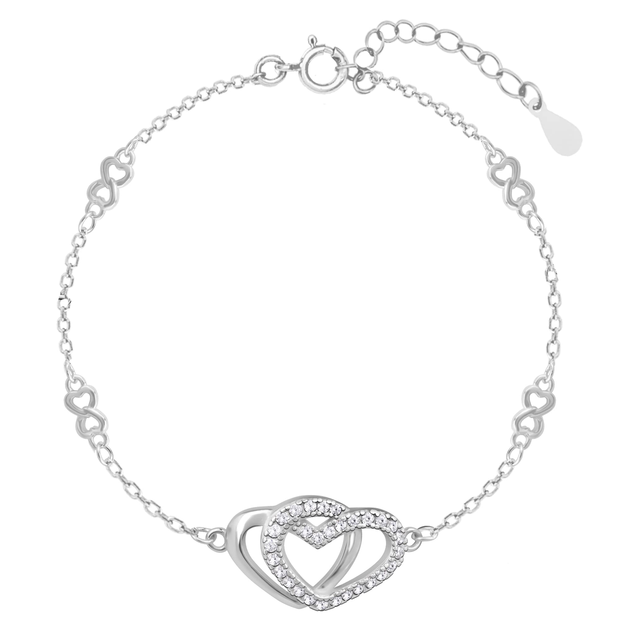 Giva 925 Silver Locked In Love Infinity & Intertwined Hearts Bracelet, Adjustable | Gifts For Women And Girls | With Certificate