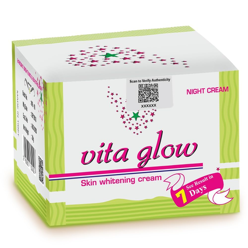 Vita Glow Skin Whitening Night Cream  Radiant Glow & Even Tone Formula  Brightening Face Cream For Men & Women  30G