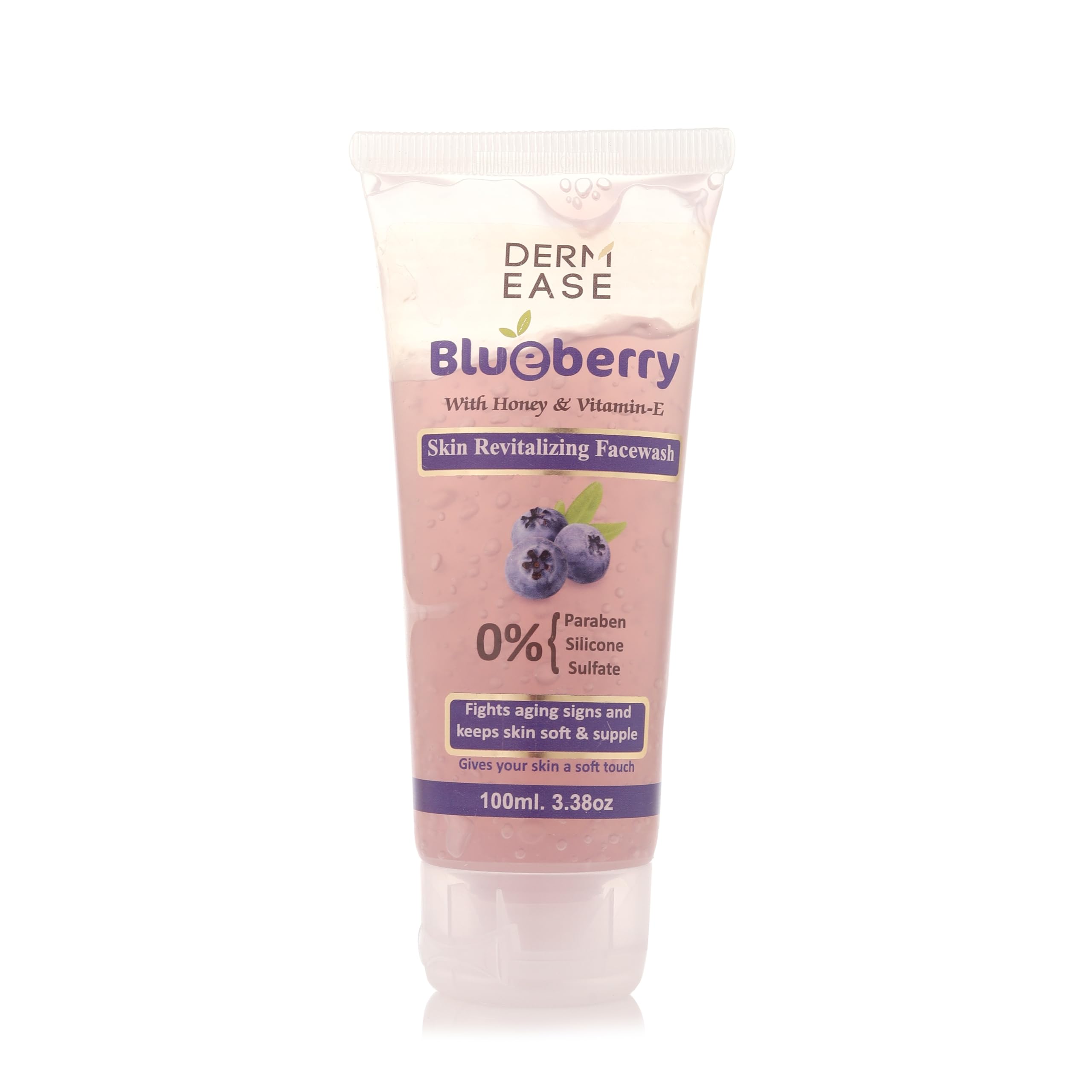 Derm Ease Blueberry Face Wash With Honey & Vitamin E (100 Ml) | Blueberry Extract For Supple & Plump Skin | Paraben & Sulphate F