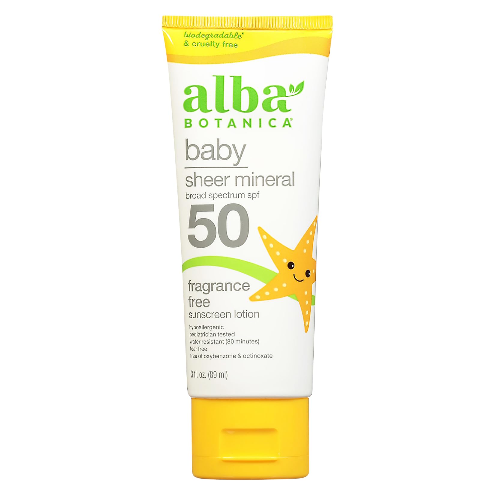 Alba Botanica Fragrance Free Broad Spectrum Spf 45 Baby Clear Mineral Sunscreen Lotion, 3 Oz