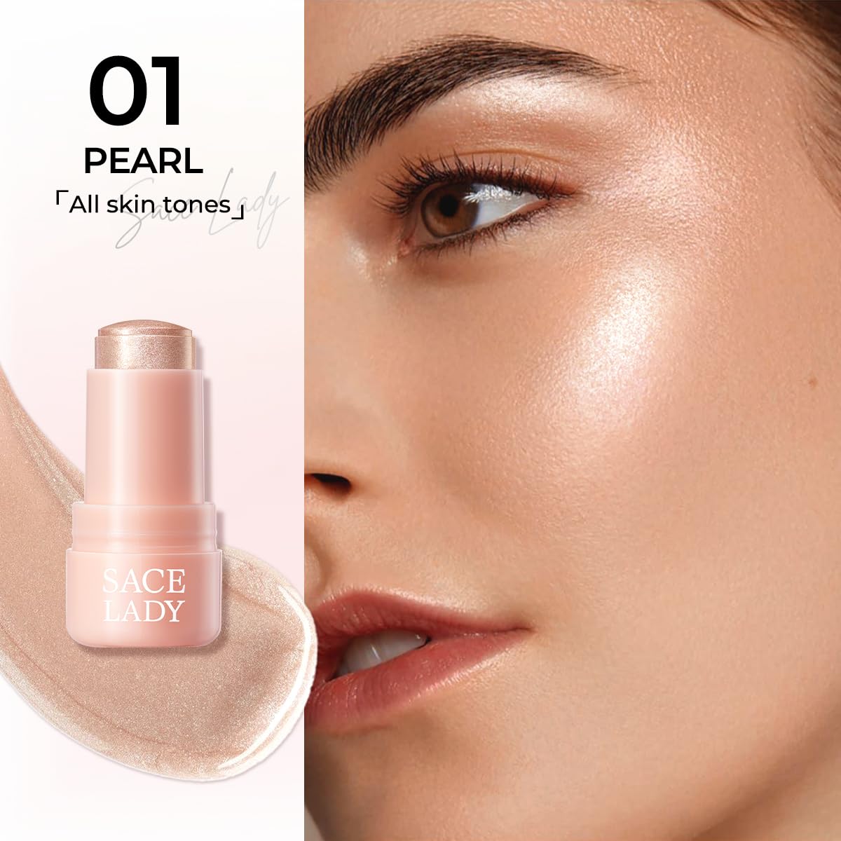 SACE LADY Jelly Highlighter Stick, Face Glow Sticks with Watery Radiant Finish, Easy Blend & Long Lasting, Multi-Use Cream Highl