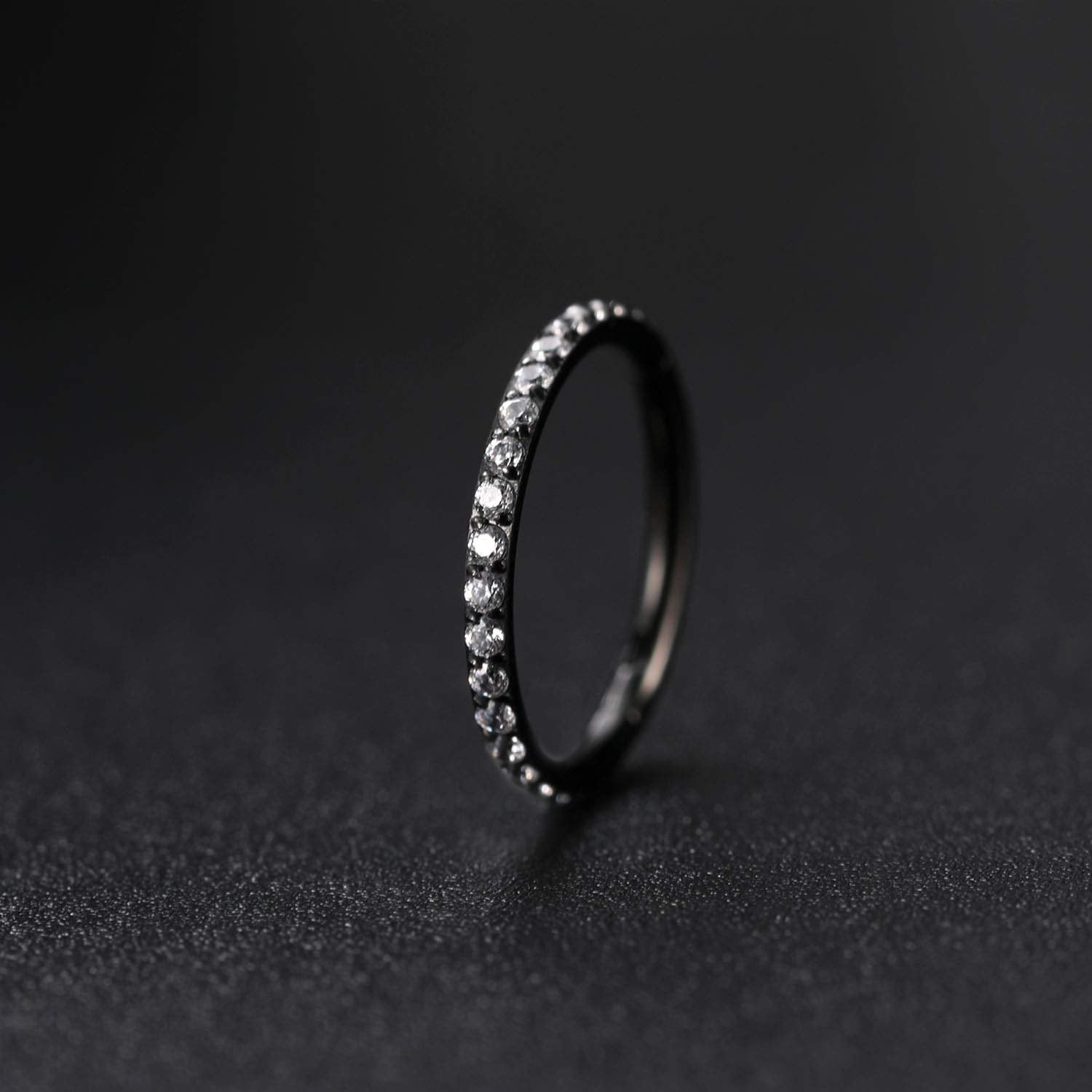 GAGABODY Helix Earring 20g Earring for Tragus Piercing Black Daith Earrings Surgical Steel Nose Hoop 20g 6mm Rook Jewelry with C