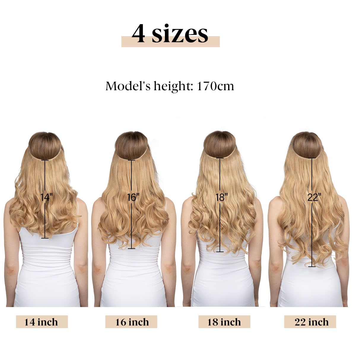 SARLA Invisible Wire Hair Extensions with 3 Clips Synthetic Wavy Curly Hairpiece Adjustable Transparent Headband for Women 16 In