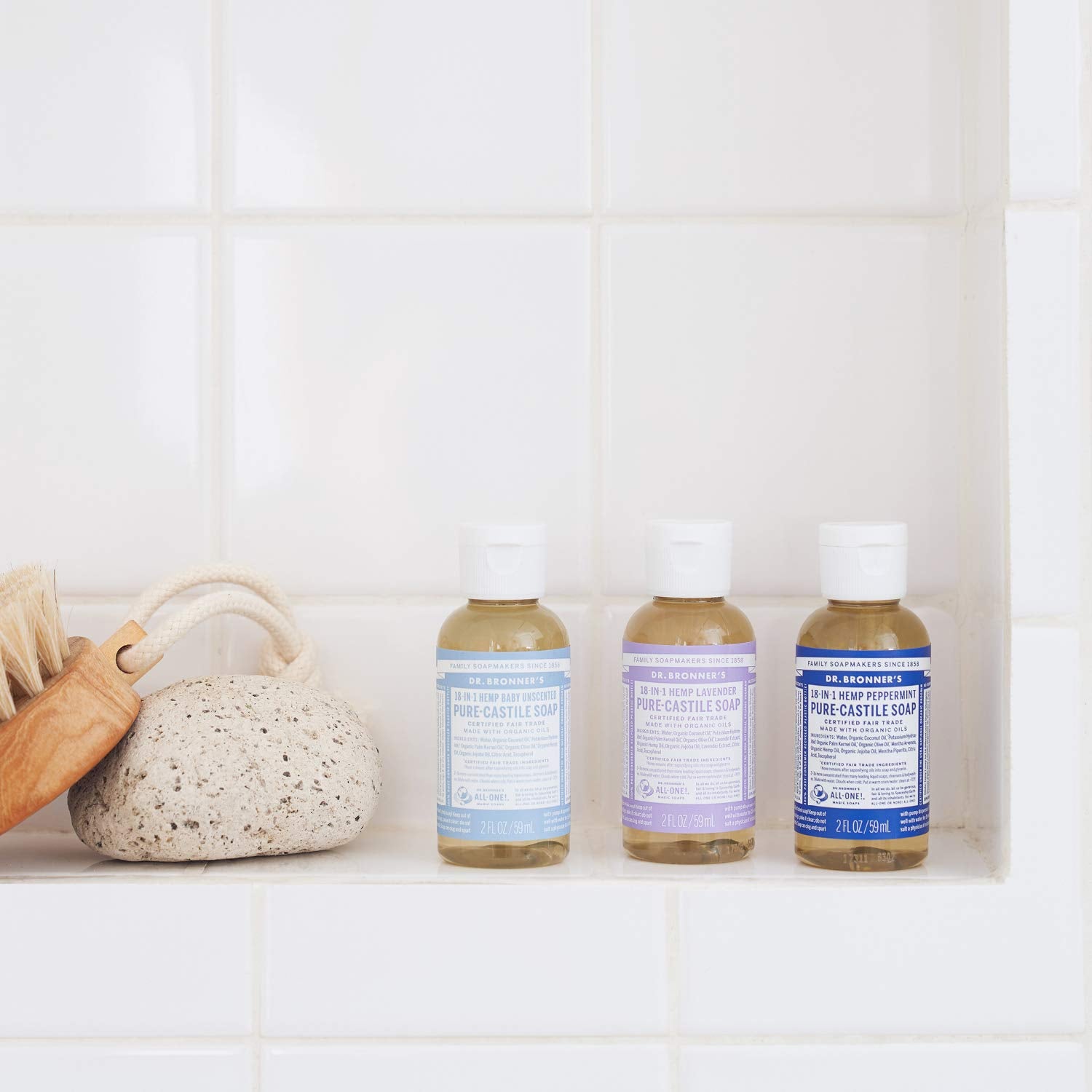 Dr. Bronners - Pure-Castile Liquid Soap (Baby Unscented, Travel Size, 2 Ounce) - Made With Organic Oils, 18-In-1 Uses: Face, Bod