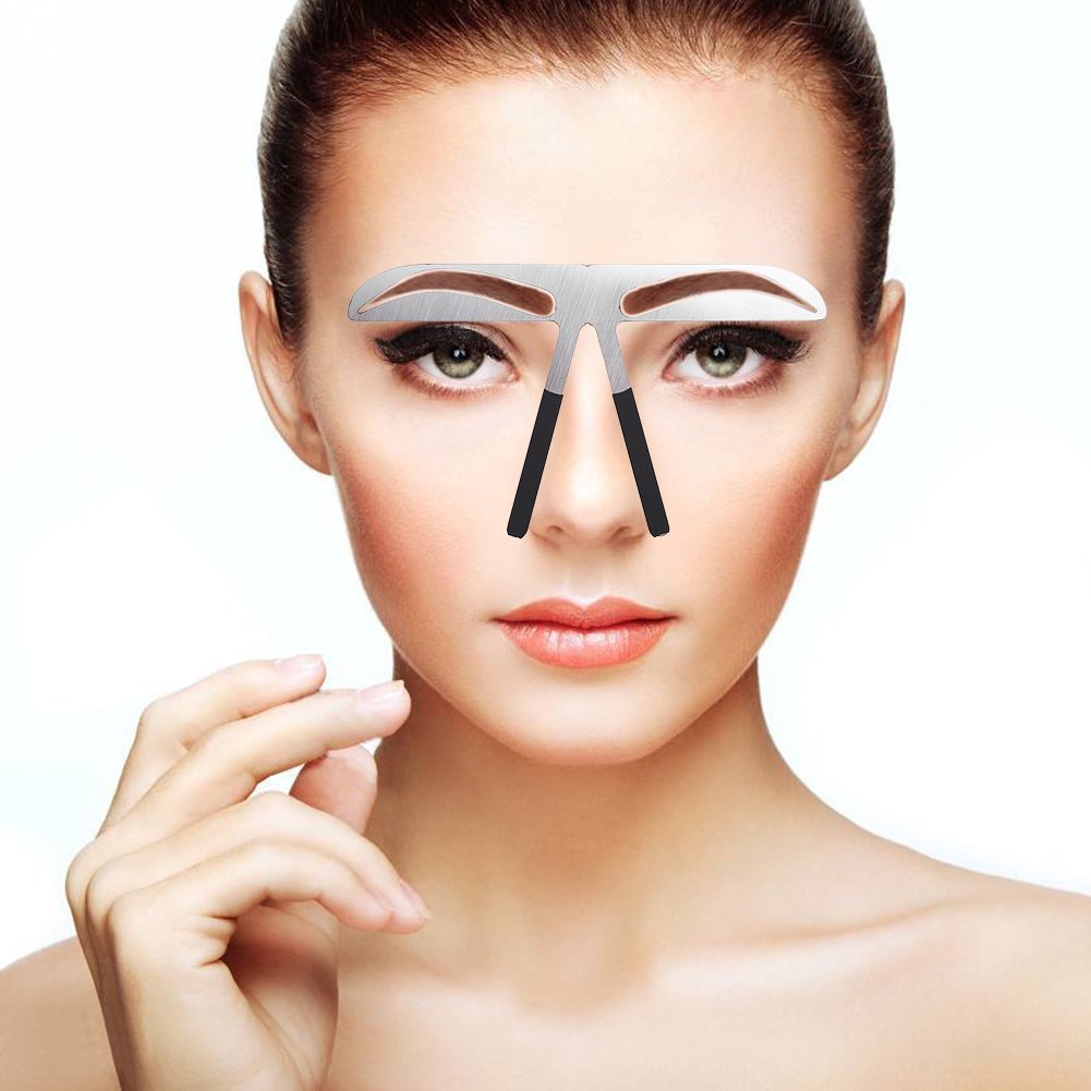 Eyebrow Mapping Tool,Eyebrow Patterns DIY Stencil, Stainess Steel Eyebrow Ruler Measurement Microblading Permanent Gold Ratio Po