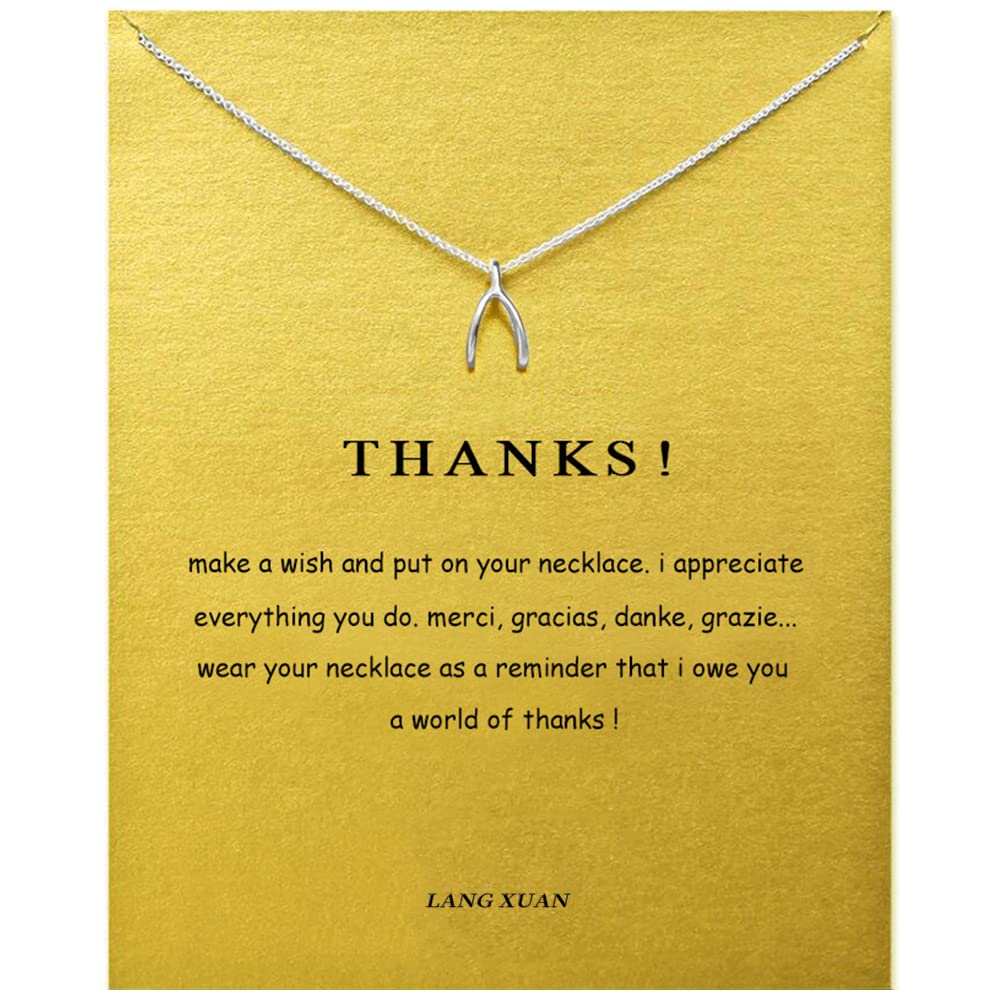 LANG XUAN Message Card Clavicle Pendant Necklace Friendship Starfish Good Luck Elephant Pendant Chain Necklace with Gift Card