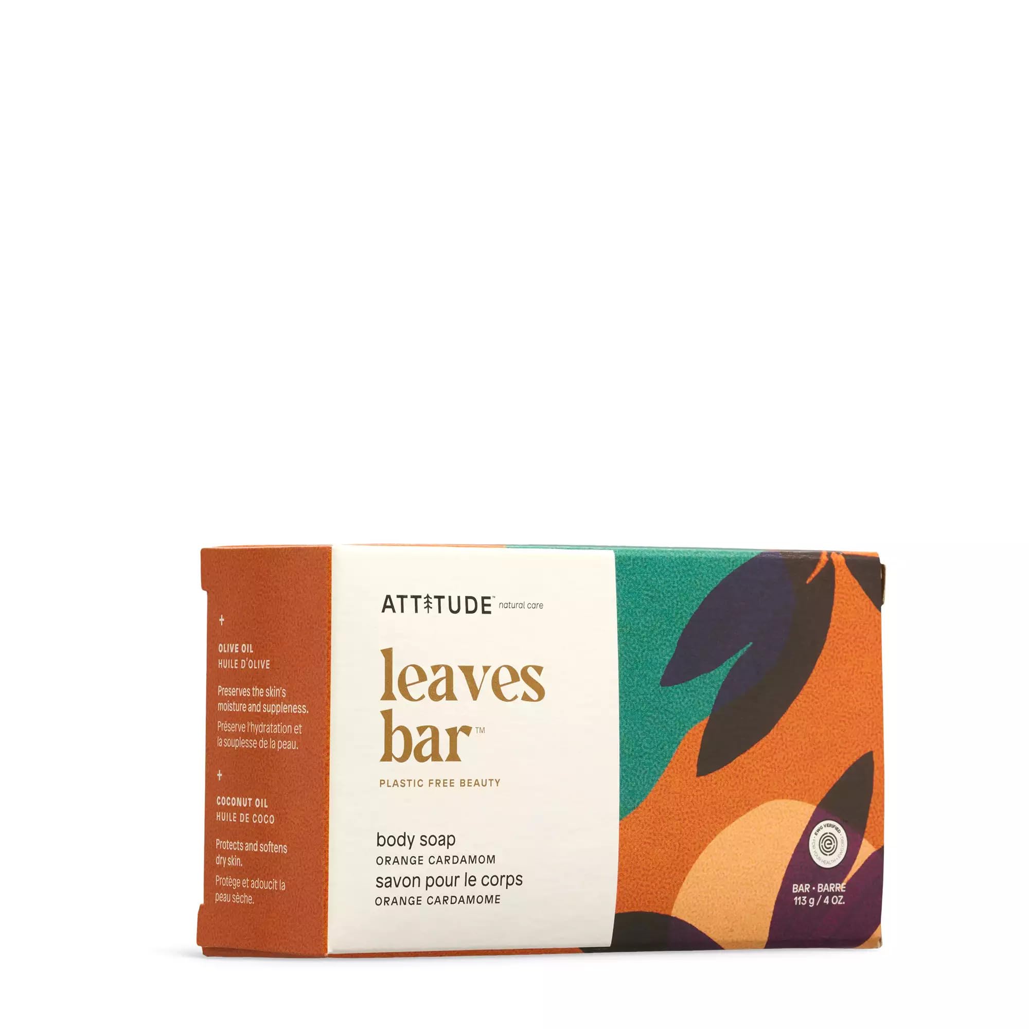 Attitude Bath And Shower Body Soap Bar, Ewg Verified, Plastic-Free, Plant And Mineral-Based Ingredients, Vegan And Cruelty-Free
