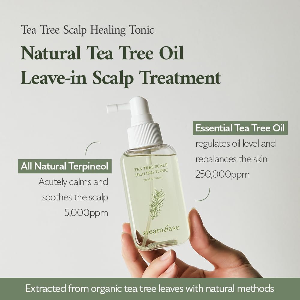 Steambase Tea Tree Scalp Healing Tonic | Relieve Dry, Itchy, And Oily Skin | Hydrating And Nourishing Serum Oil Moisturizer For