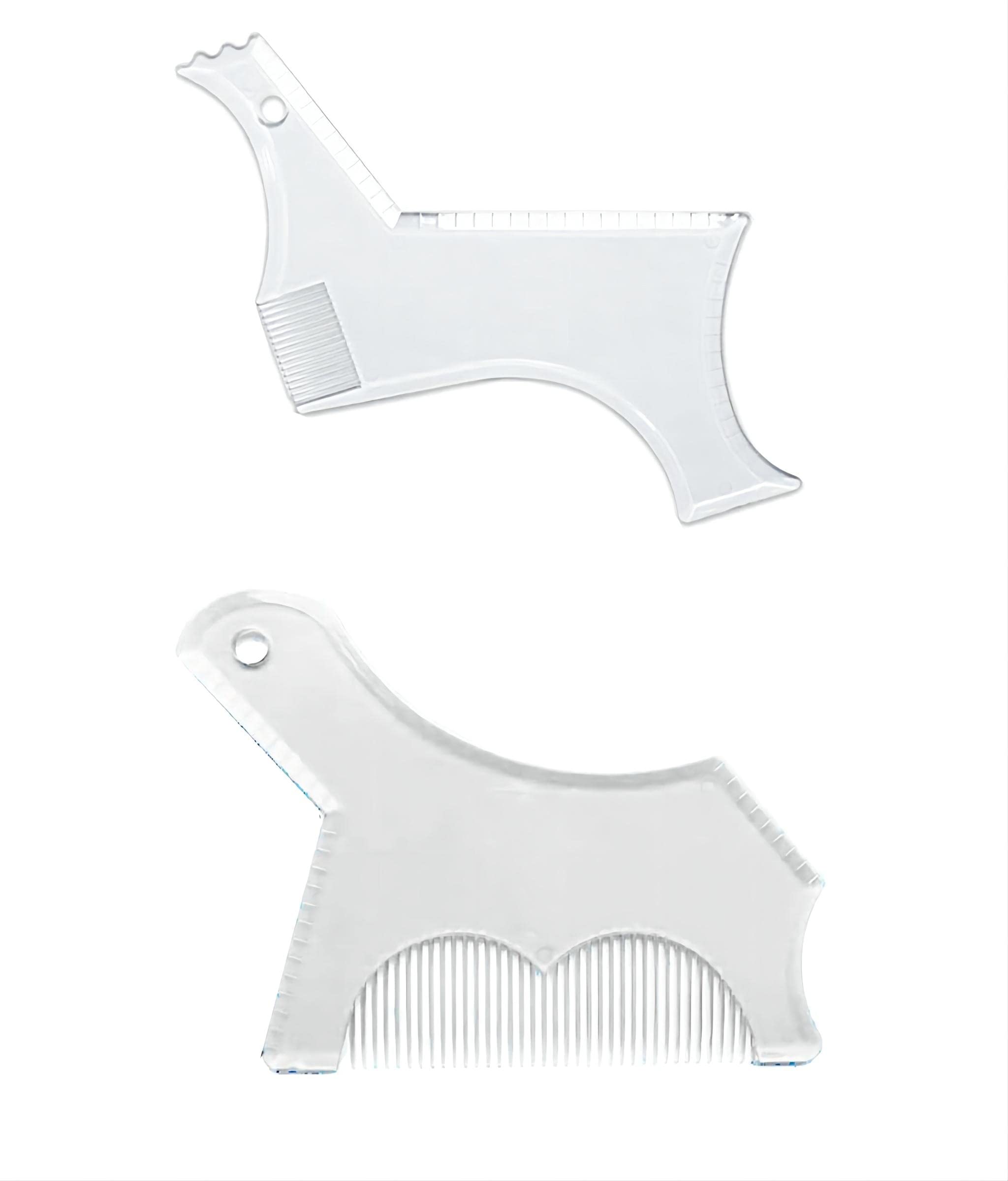 Men's Beard Shaping Tool With Inbuilt Comb Transparent Template Styling Comb Templates for Goatee Mustache Sideburns, Jaw Cheek/