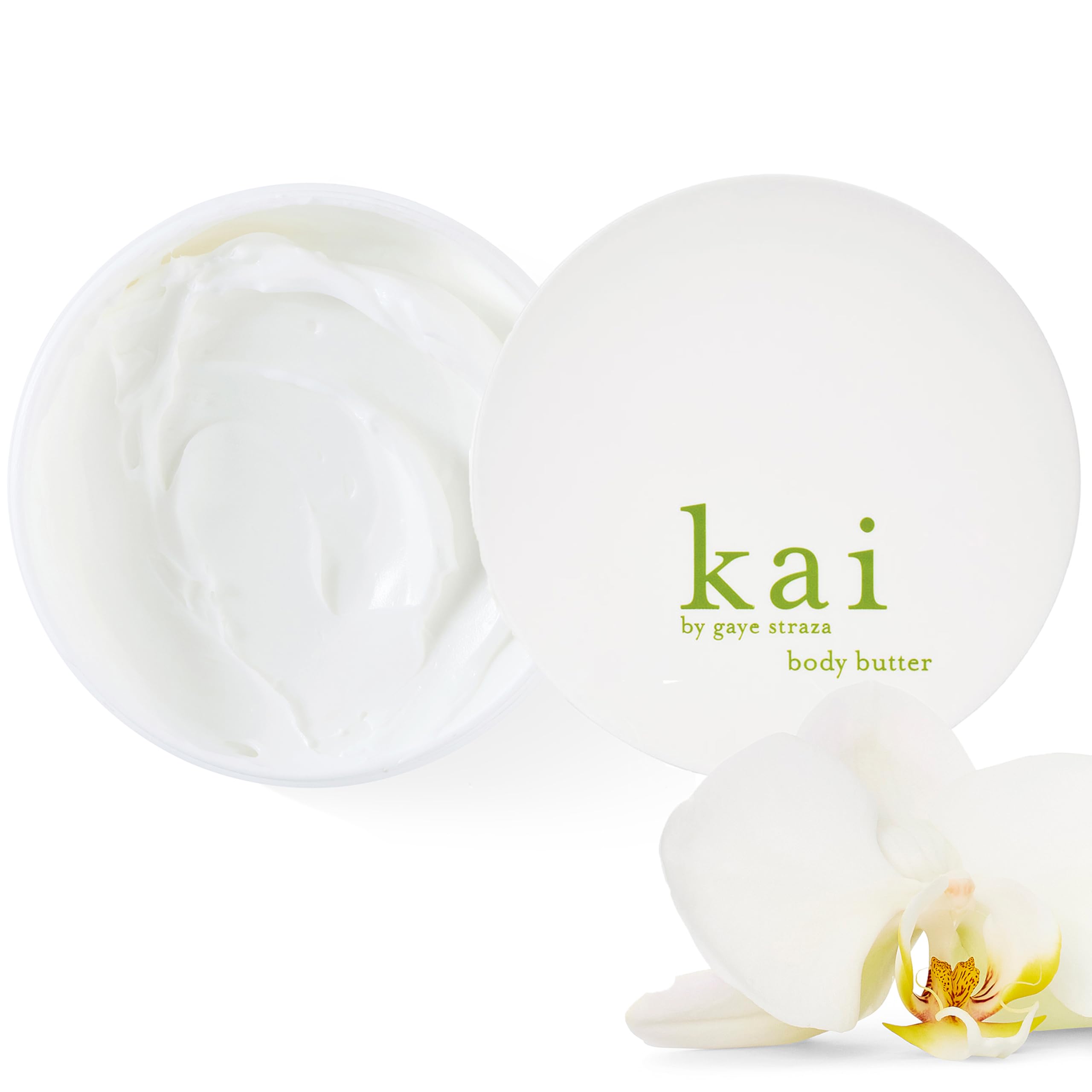 kai Body Butter, 6.4 oz., shea butter, apricot oil, cucumber, scented with the delicously, fresh + clean signature kai gardenia