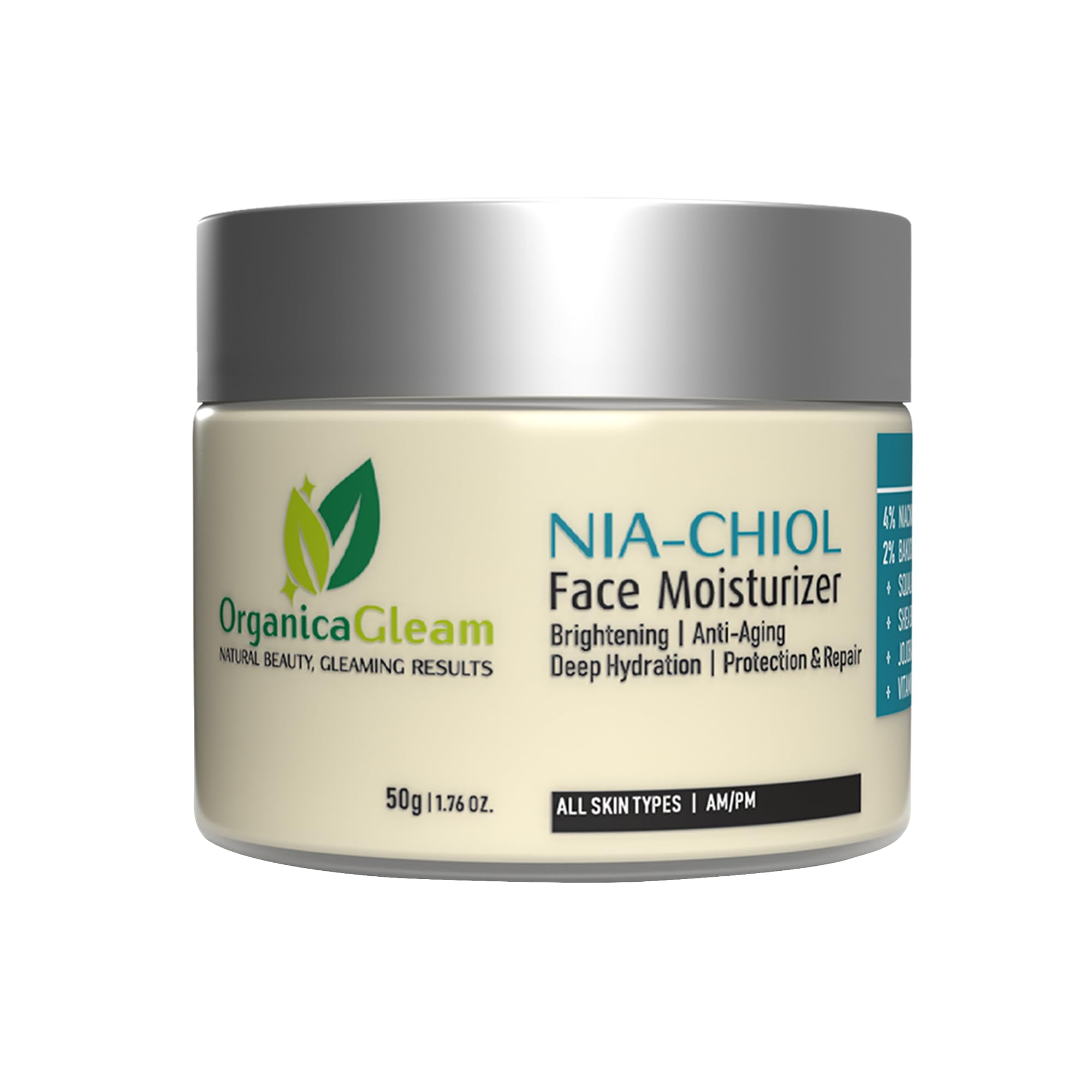 Organicagleam NiaChiol Face Moisturizer For Women And Men  Niacinamide, Squalane, Shea Butter, Jojoba Oil, Bakuchiol & Vitamin