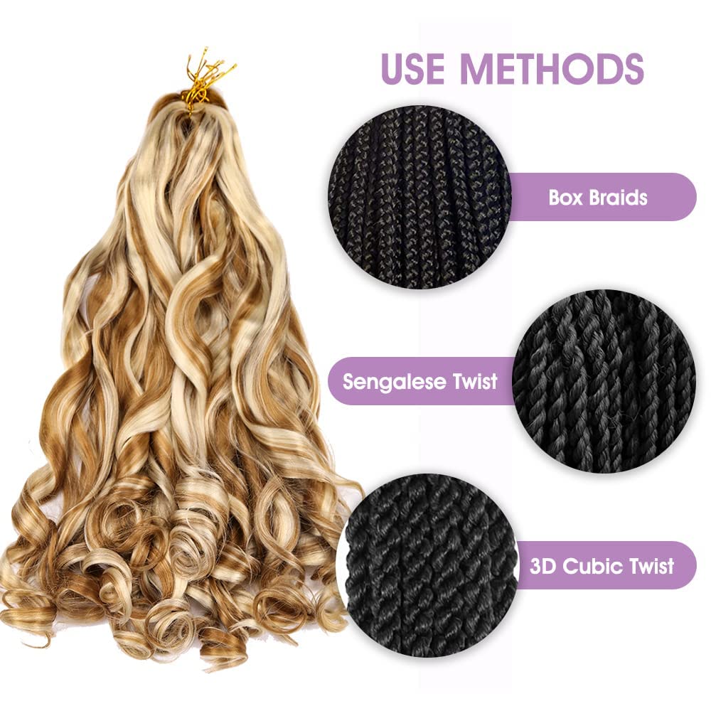 Amir Hair 8 Packs French Curly Braiding Hair 16 Inch Loose Wave Braiding Hair Pre Stretched Synthetic Hair Extensions (27613#)