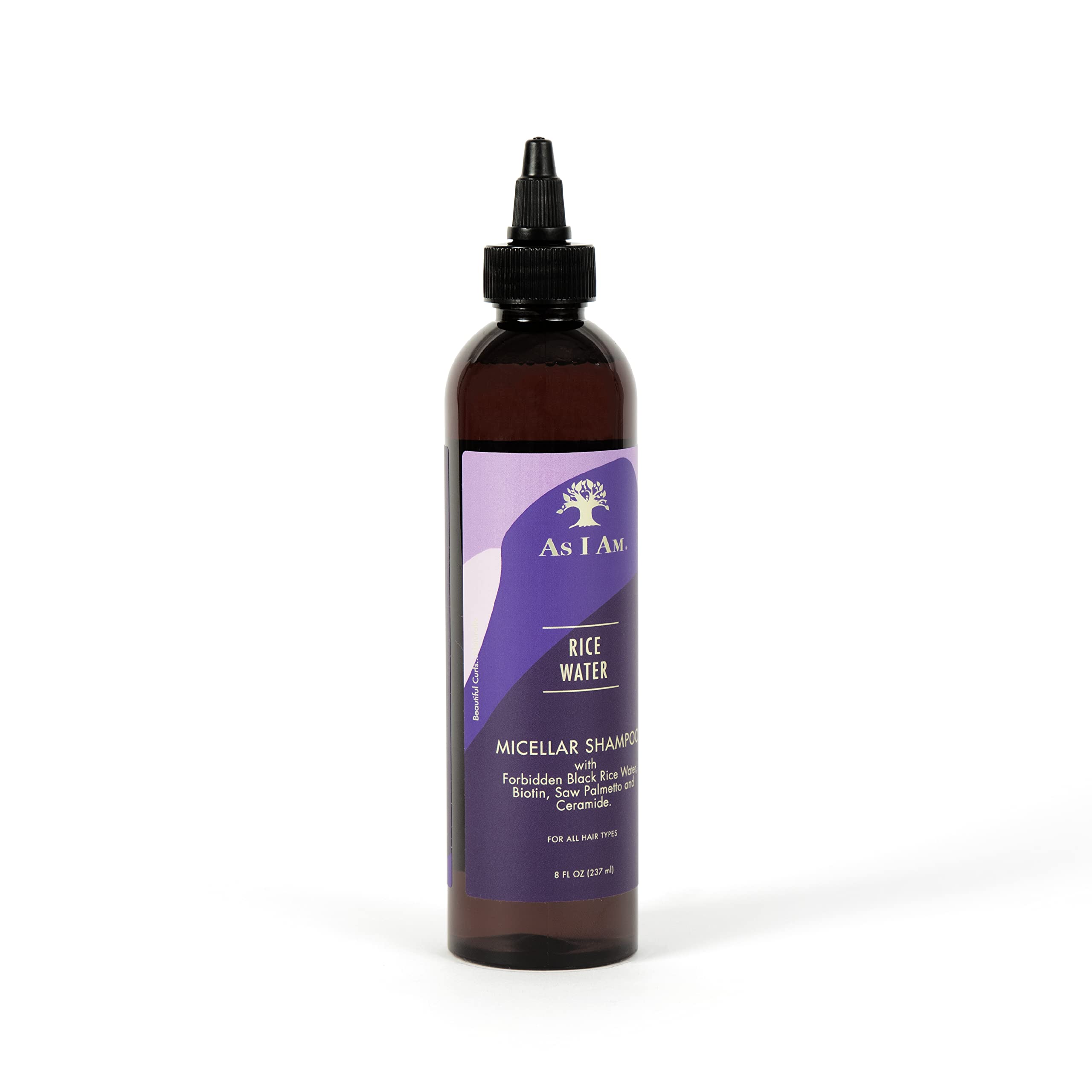 As I Am Rice Water Shampoo 8 Oz - With Forbidden Black Rice, Saw Palmetto, Biotin - Gentle Cleanser - Moisturizing - Vegan & Cru