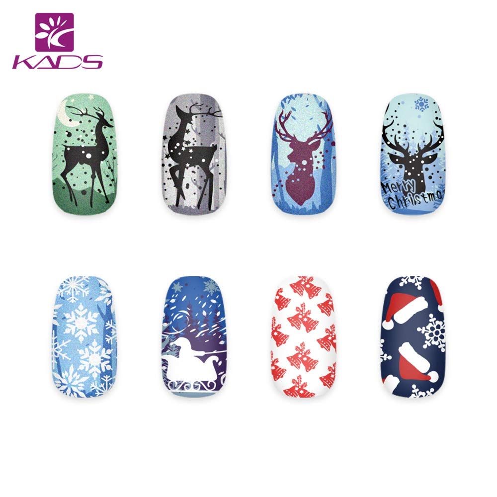 Kads Christmas Stamp Plate Image Template Nail Art Decoration Design Tool Stencil Elk Bell Snowflakes (Ch013)