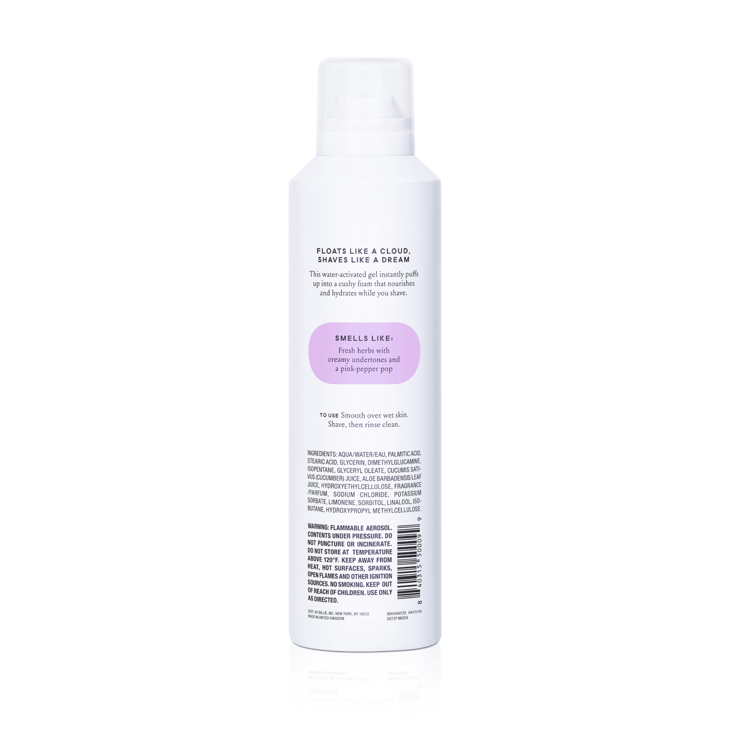 Billie Skyfoam Shave Gel - Lavender Milk Scent - Water-Activated Foam - Made With Aloe & Cucumber - For A Close, Smooth Shave -
