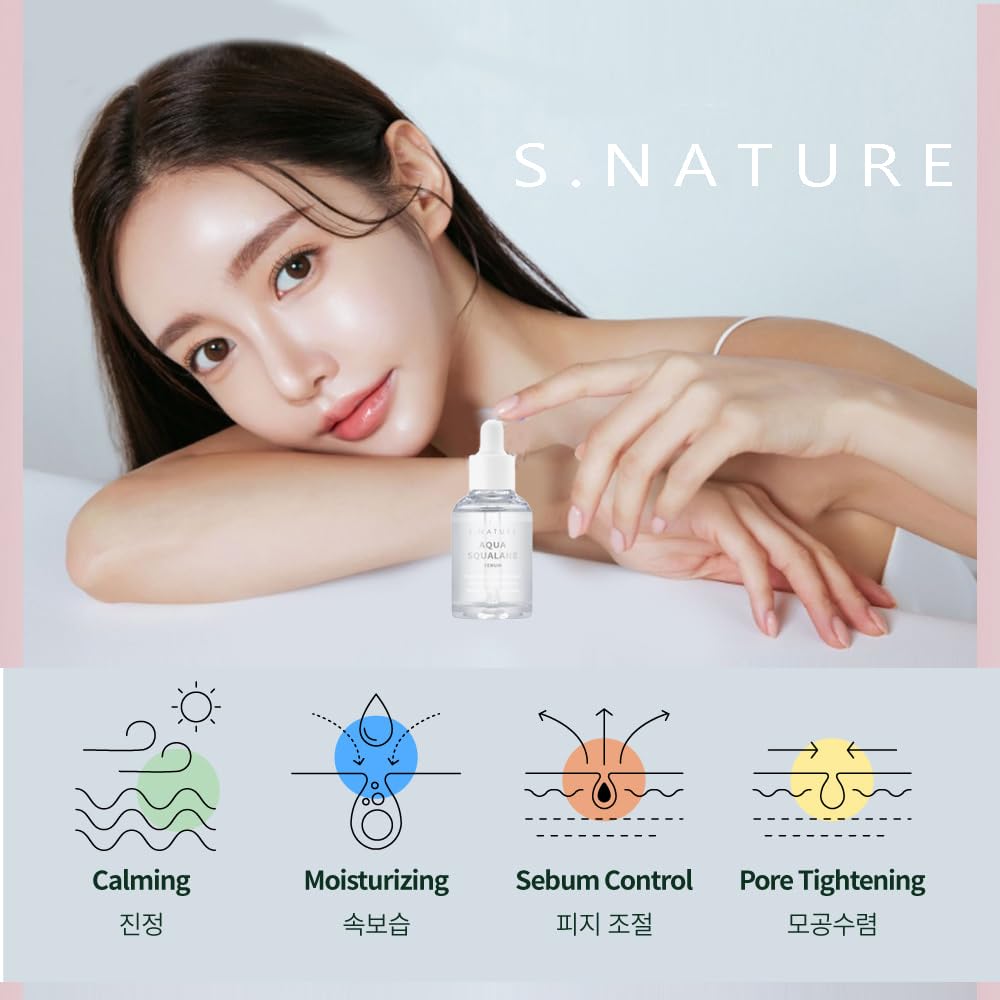 S.Nature S Nature Aqua Squalane Serum 50ml, S Nature Aqua Squalane Serum Refill 50ml, S Nature Aqua Squalane Cream 10ml, Korean