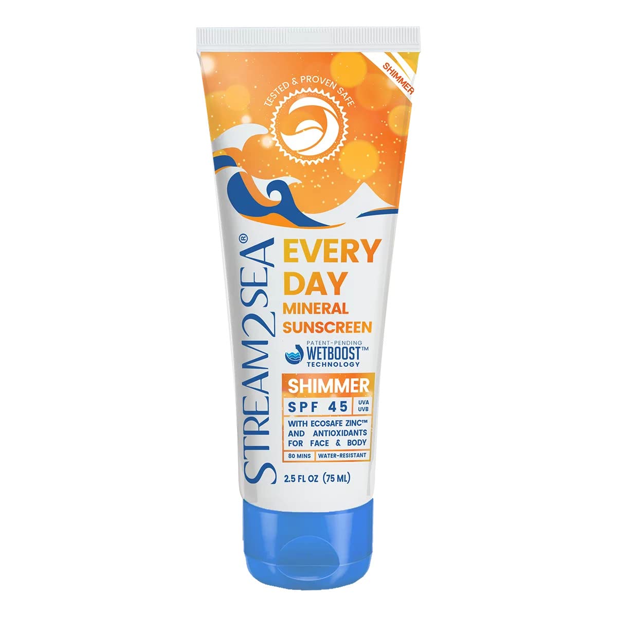 Spf 45 Every Day Shimmer Mineral Sunscreen | 2.5 Fl Oz Biodegradable, Paraben Free & Reef Safe Sunscreen | Non-Greasy, Lightweig