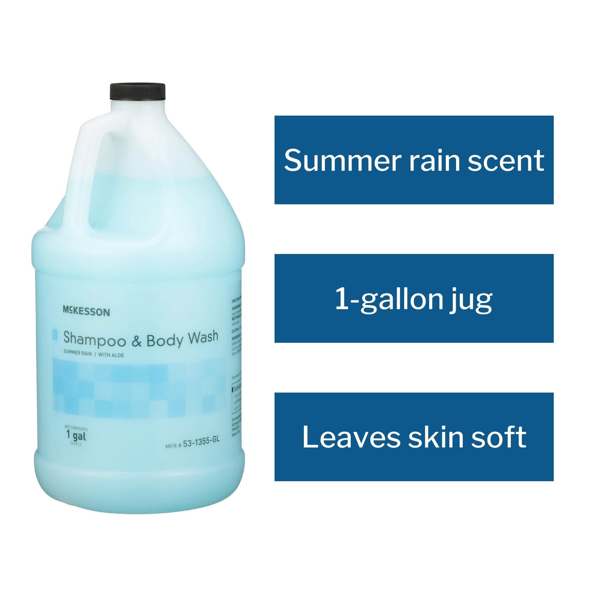 McKesson Body Wash and Shampoo with Aloe, 1 Gallon [4 Count Bulk], Summer Rain