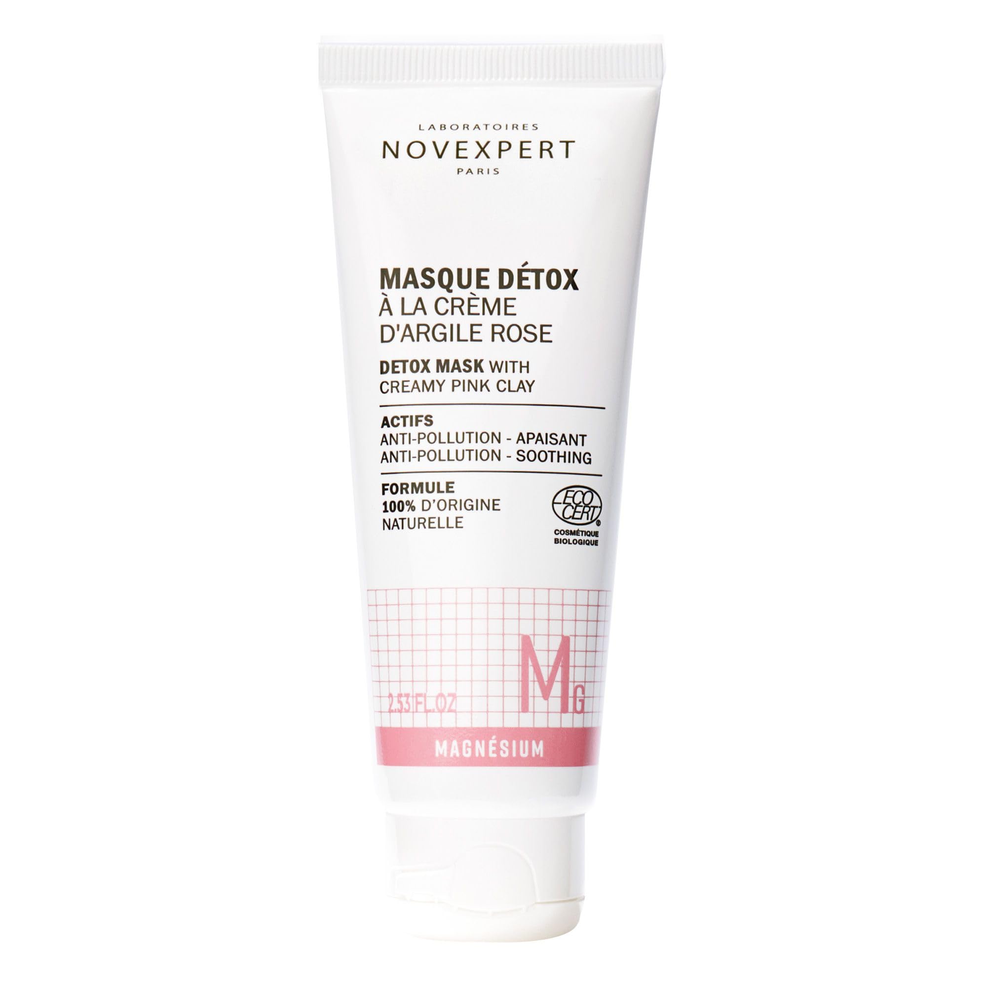 Novexpert Detox Mask With Creamy Pink Clay - Cleanses Facial Pores From Impurities And Excess Oil - Skin Feels Fresh And Oxygena