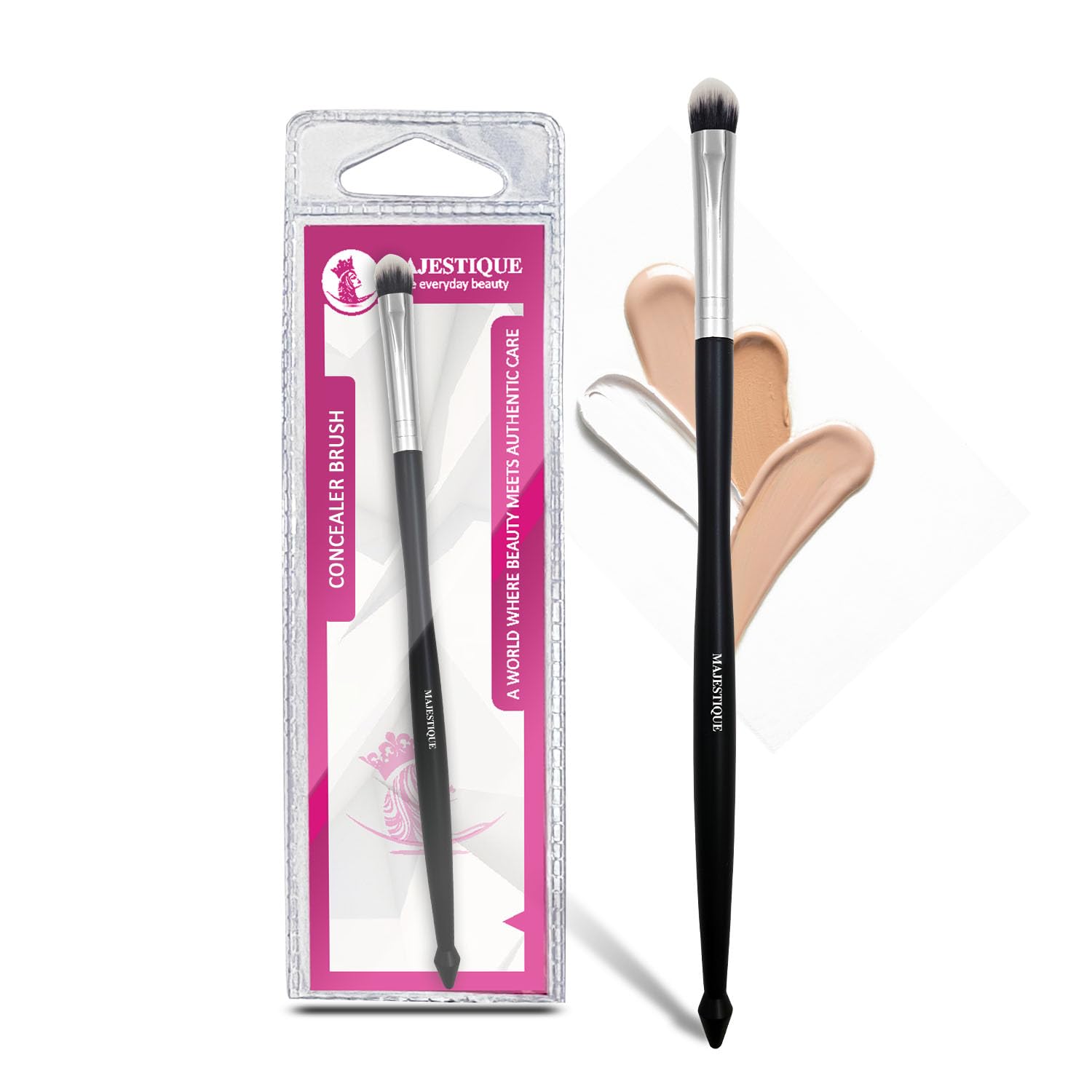 Concealer Makeup Brush By Majestique Professional Cosmetic Make Up Brush For Blending Liquid Cream Full Coverage High Light Brig
