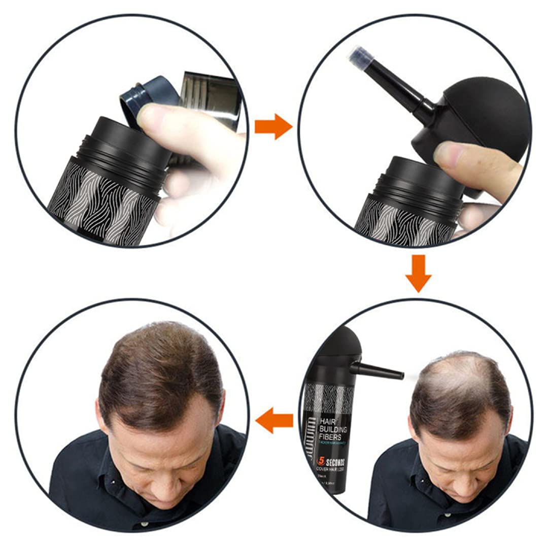 Gowwim Hair Thickening Fibers Best 2-In-1 Kit Set,Keratin Hair Building Fibers & Spray Application Atomizador Pump Nozzle,Instan