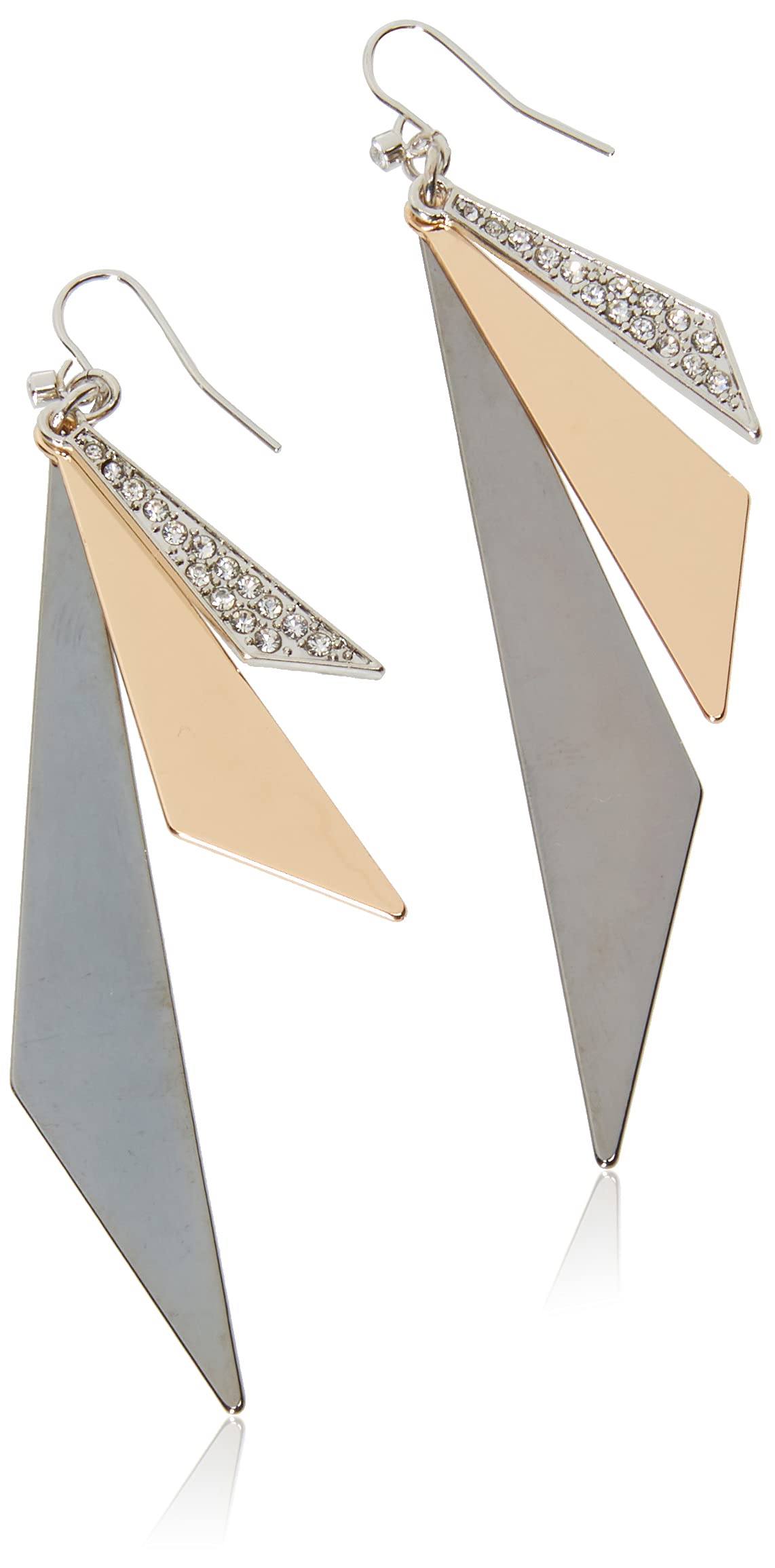 GUESS Basic Mixed Metal Linear Triangles Drop Earrings