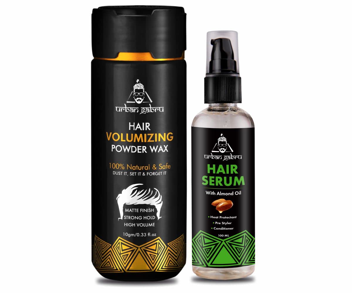 Urbangabru Hair Volumizing Powder Wax (10 Gm) + Hair Serum (100 Ml)  Hair Styling Combo Kit