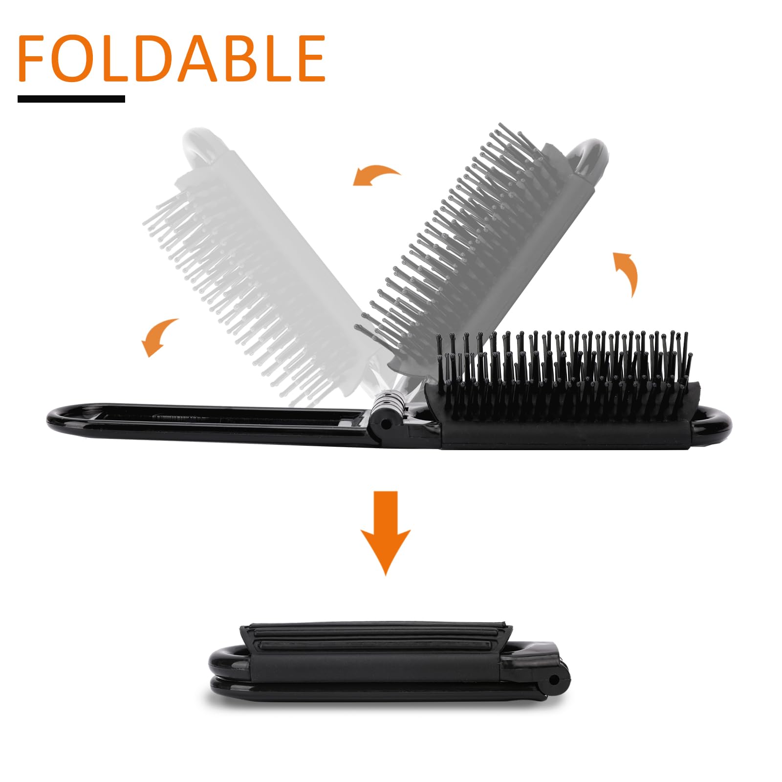 Portable Travel Hair Brush, Small Foldable Hairbrush Compact Hair Brush With Mirror And Round Tip Nylon Bristles For Women And M