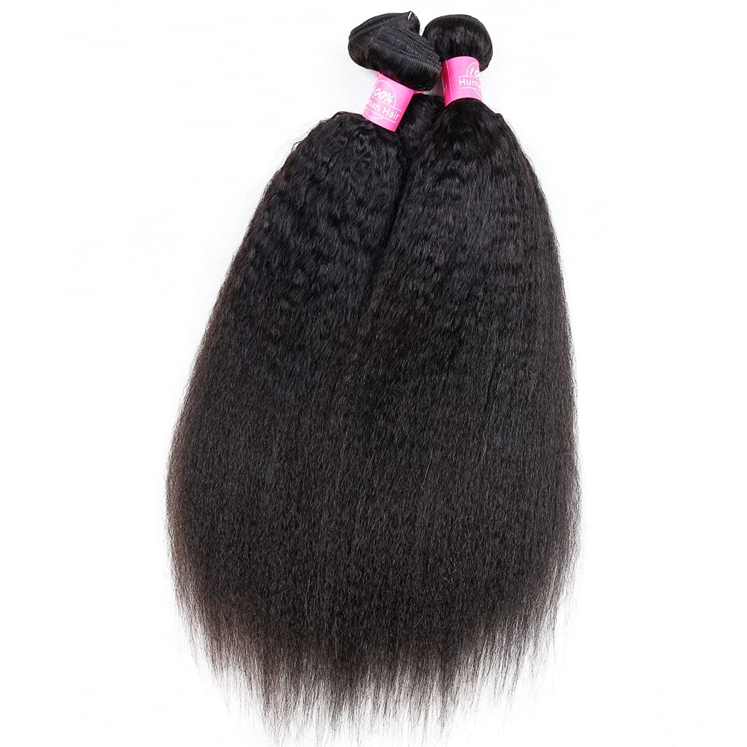Odir Kinky Straight Human Hair Bundles 16 Inch Unprocessed 9A Brazilian Yaki Straight Virgin Hair Weave 1 Bundle 100G/Bundle Kin