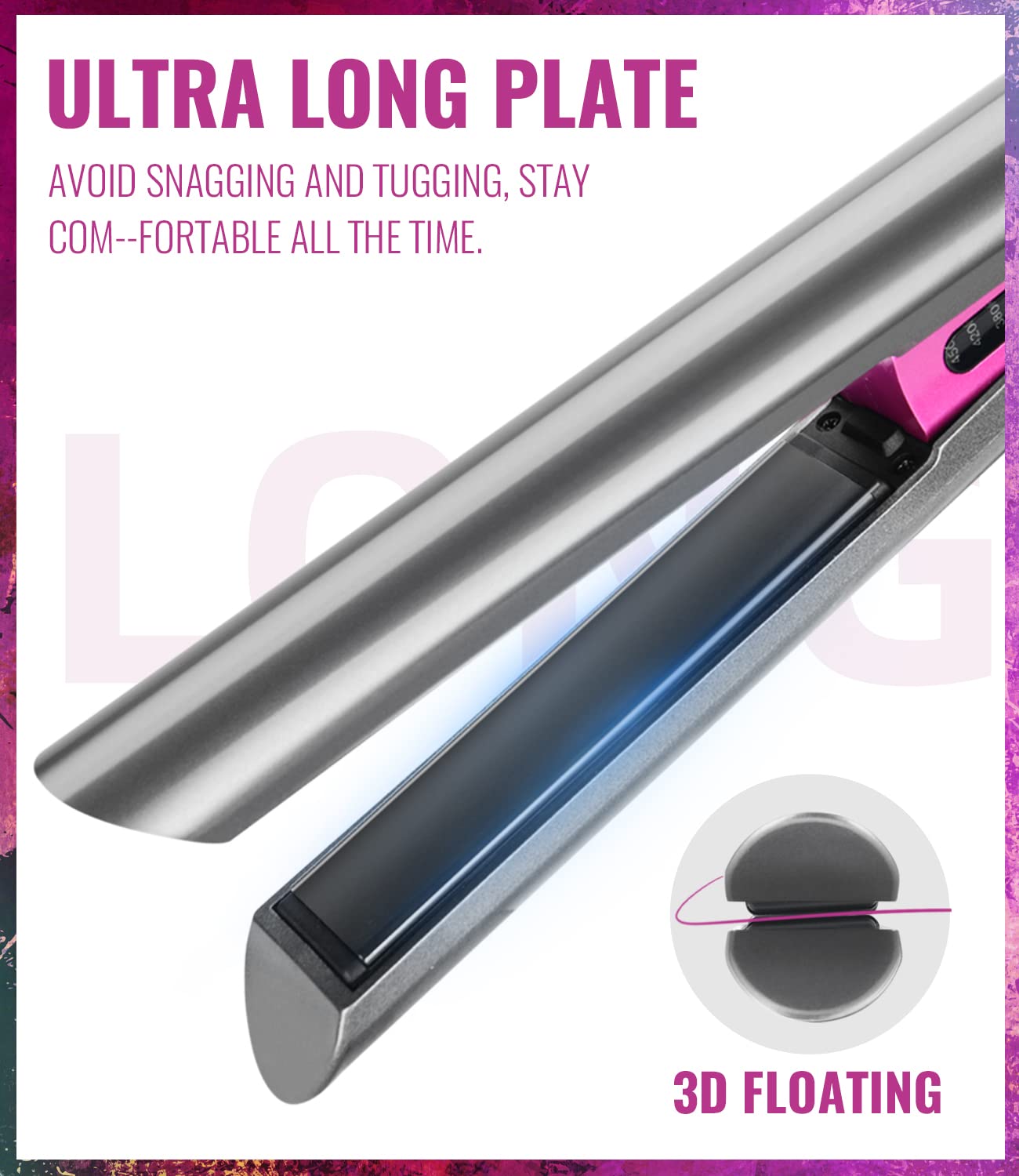Hair Straightener and Curling Iron 2 in 1 Flat Iron Hair Straightener Ceramic Extra-Long Plates Straightener and Curler Auto Shu