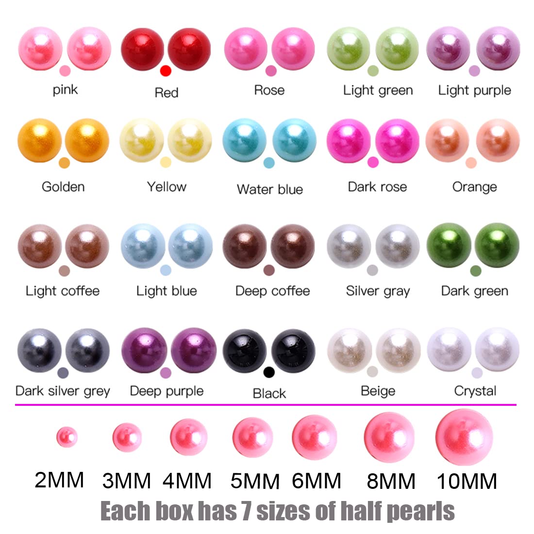5800Pcs Half Pearls For Crafts, Flatback Pearls For Artwork Making, Diy Rhinestones Accessory Nail Art, Face Gems Jewels Flat Ba