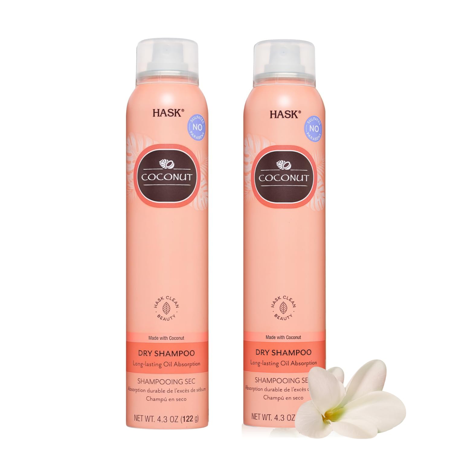 HASK Coconut Nourishing Dry Shampoo Kits for all hair types, aluminum free, no sulfates, parabens, phthalates, gluten or artific