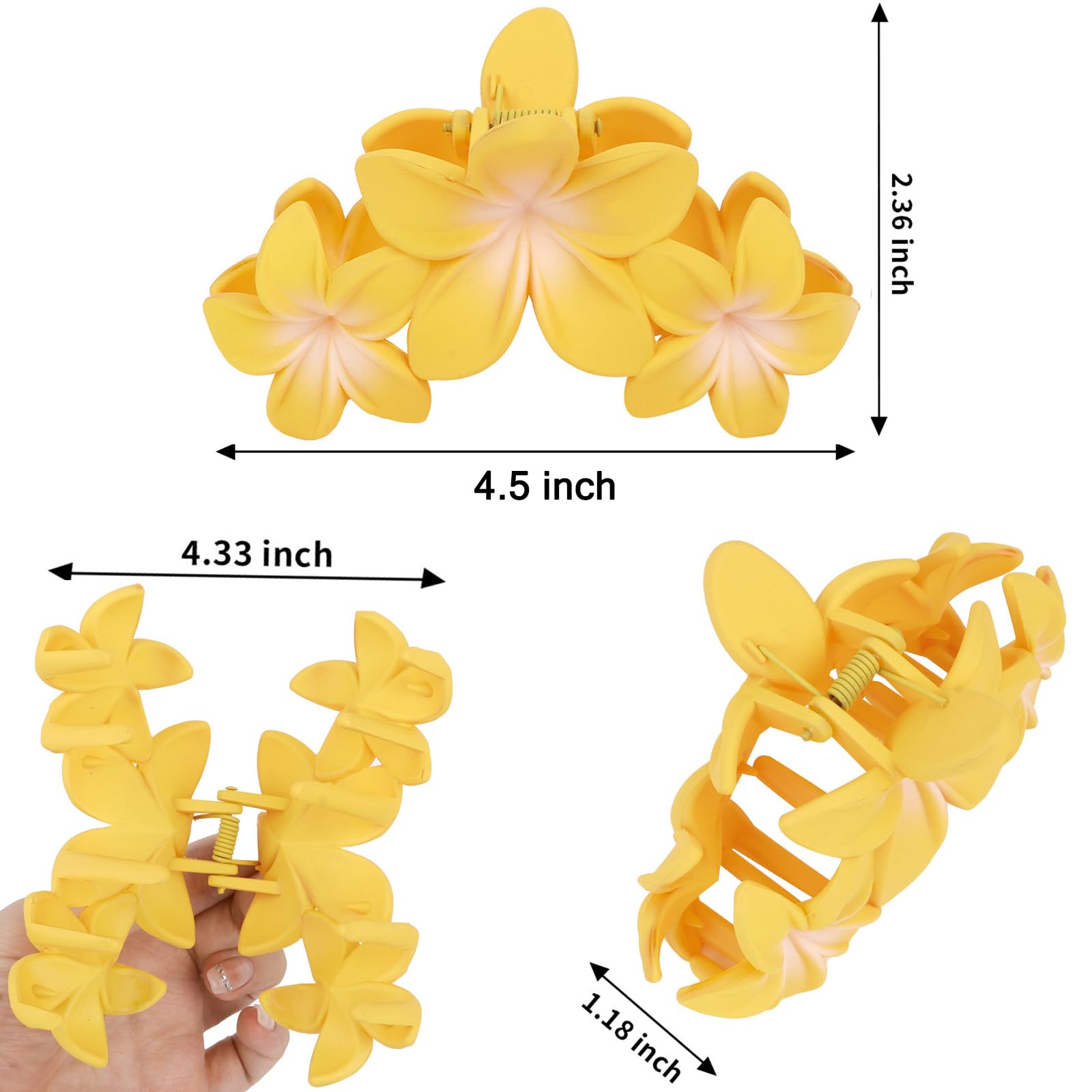 Ondder 4 Pcs Matte Large Claw Clips For Women & Girls - Non-Slip Strong Hold For Thick Hair, 4.5 Inch Big Jaw Clips