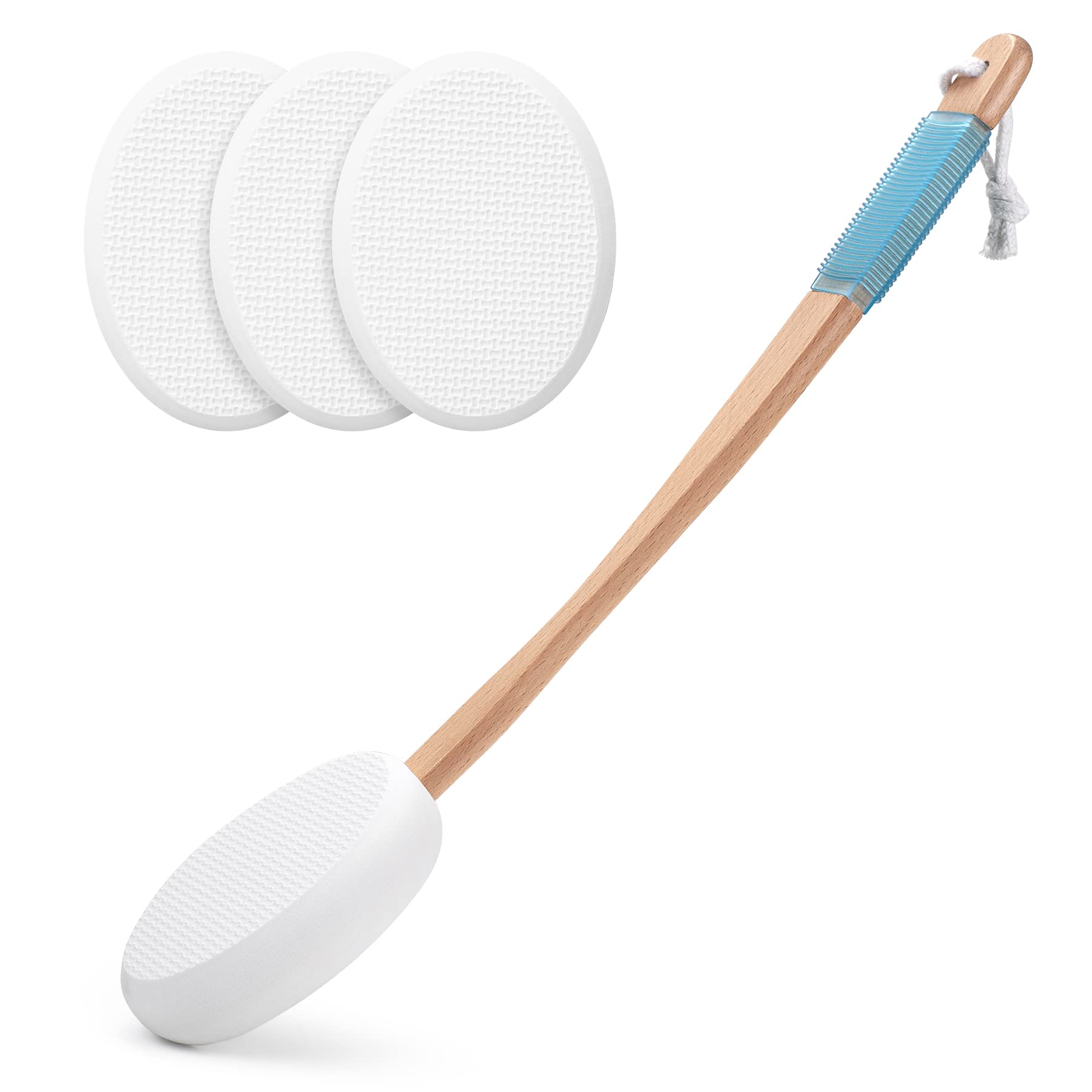 Amazerbath Lotion Applicator For Back, Feet, 4 Replaceable Pads With 1 Long Handled, Apply Cream Medicine Skin Cream Moisturizer