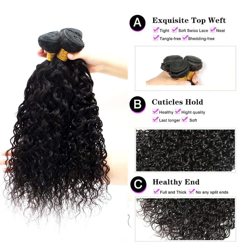 Brazilian Hair Water Wave Bundles Human Hair Bundles Water Wave Wet And Wavy Human Hair 3 Bundles For Black Women Curly Wave Hum
