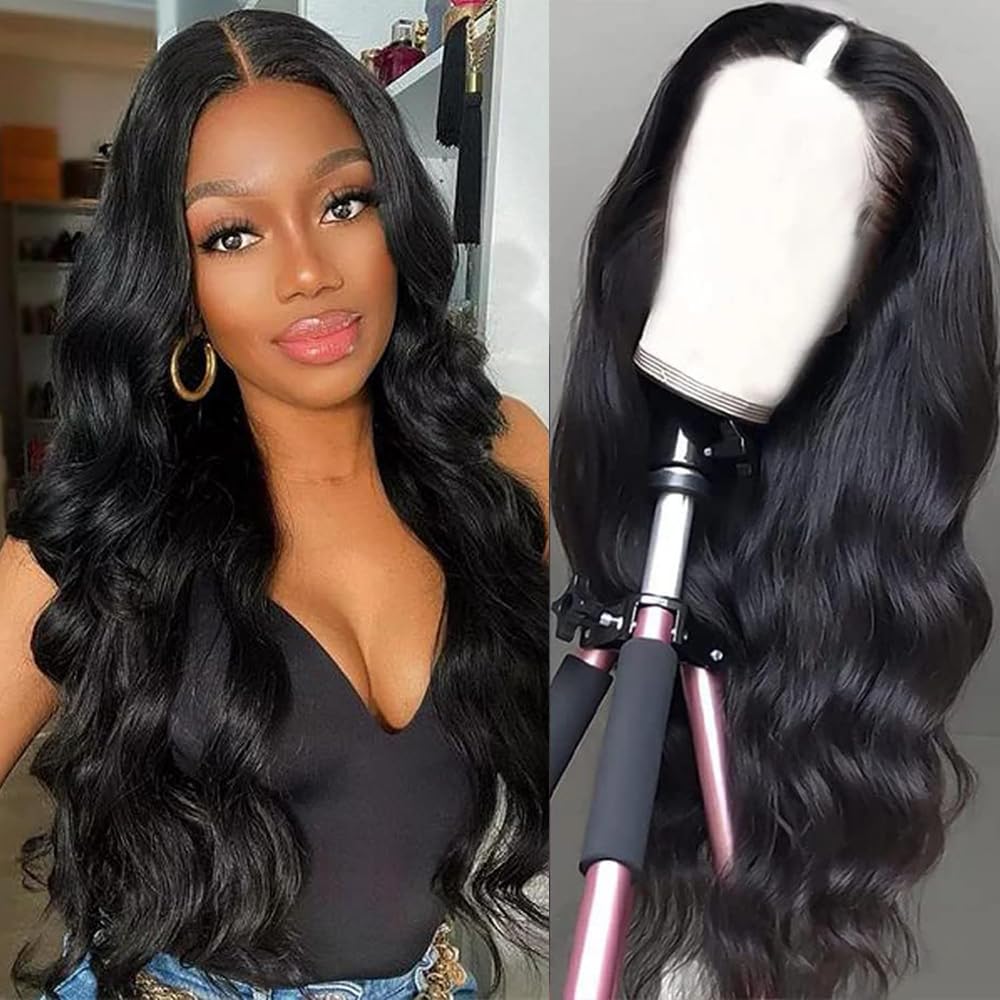 Xagujpo Body Wave V Part Wigs Human Hair for Women Glueless Upgrade U Part Wigs Machine Made Clips in V Part Wig Leave Out Real 