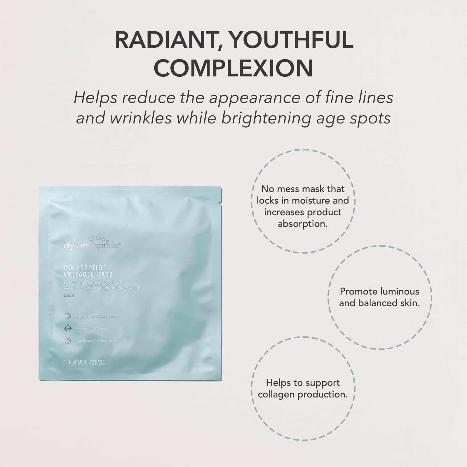 Hydropeptide Polypeptide Collagel Plus Line Lifting Hydrogel Mask For Face Treatment Unisex 4 Pc