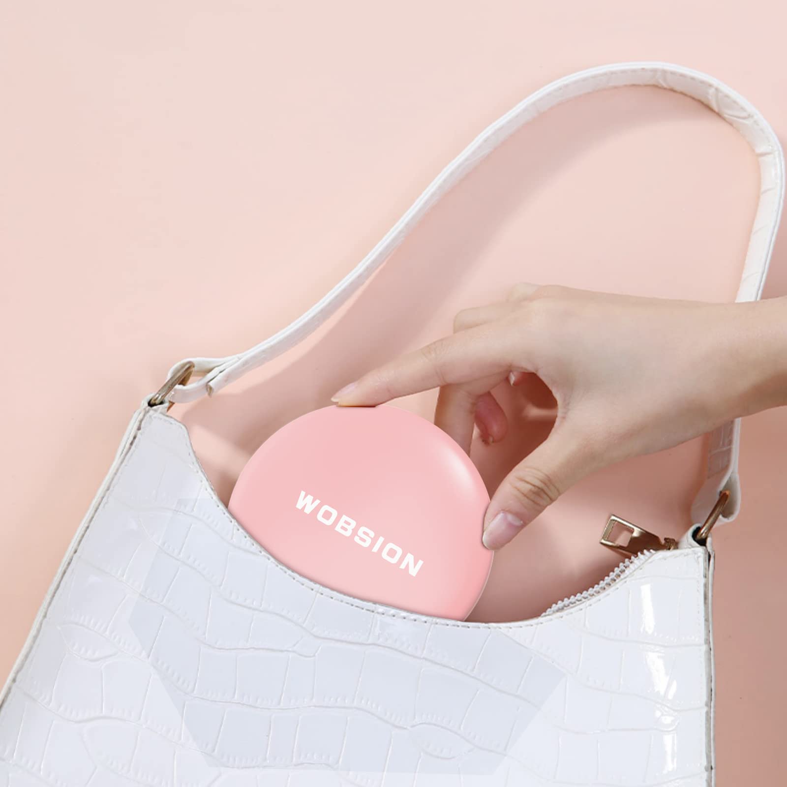 Wobsion Compact Mirror With Light, 1X/10X Magnification Travel Makeup Mirror, Handheld 2-Sided Mirror, Compact Mirror For Purses