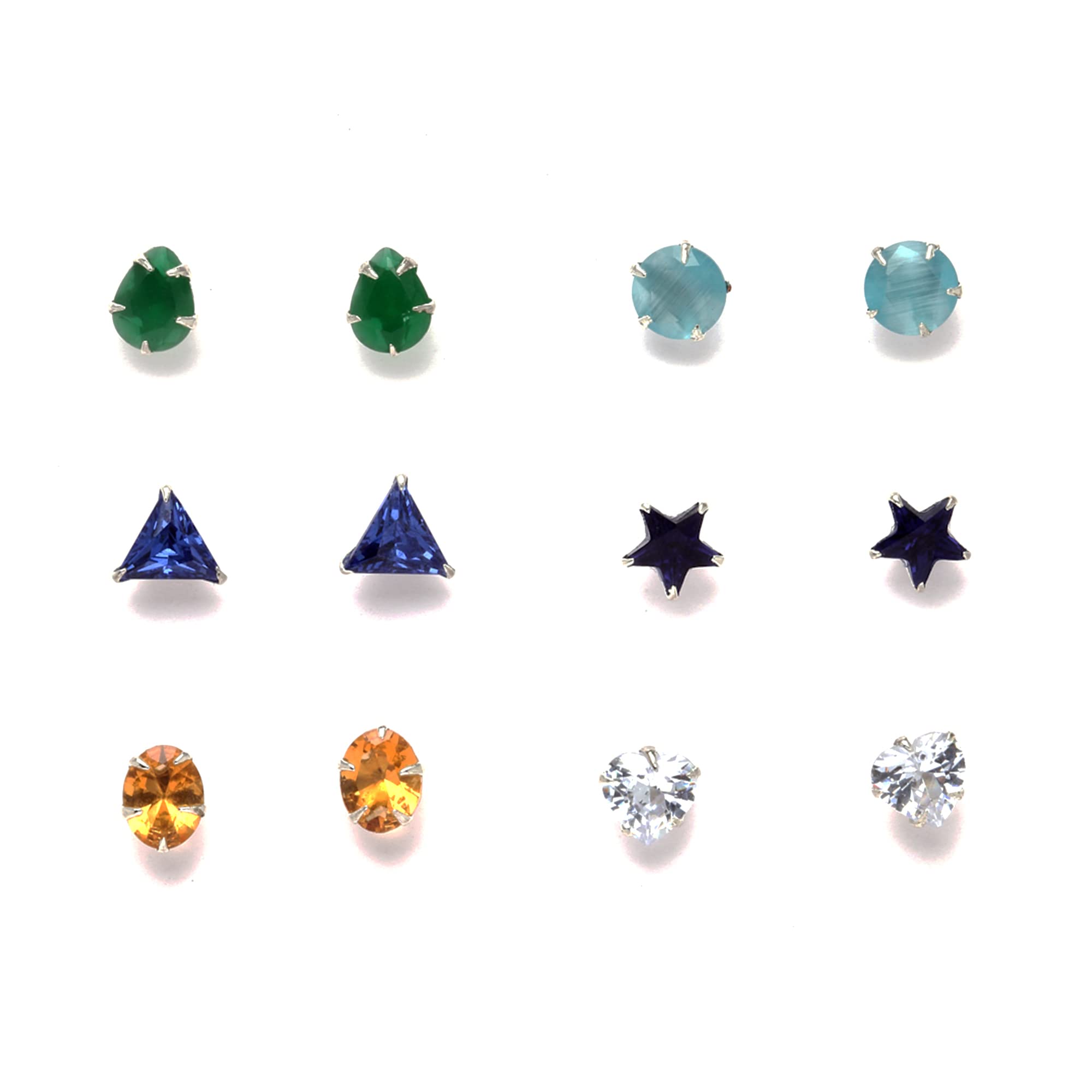 Zeneme Jewellery Earring GoldPlated Multicolor 5 In 1 Interchangeable Stud Style Jewellery For Women & Girls (Mix Shape)