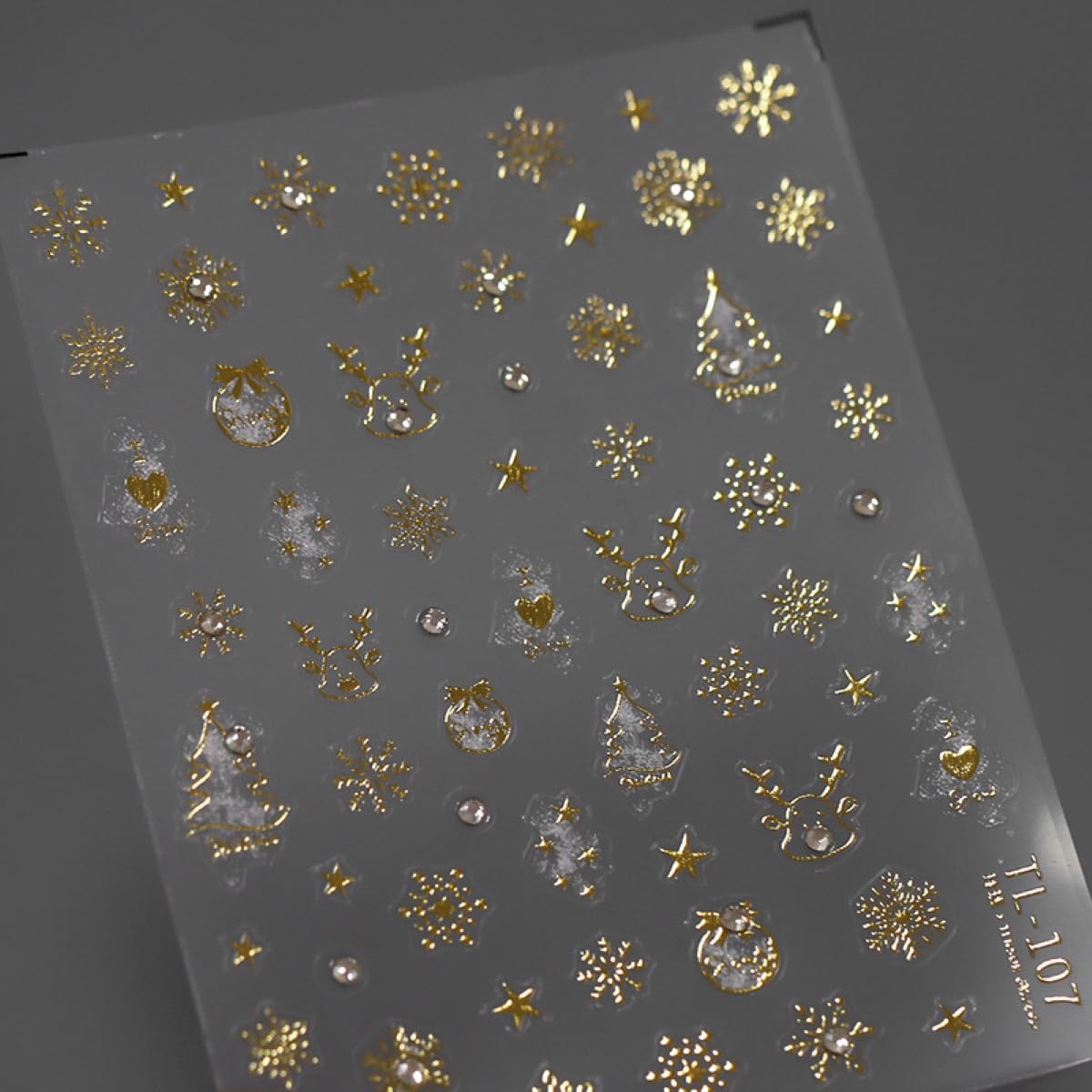 Christmas Nail Art Stickers 5D Embossed Gold Snowflake Nail Stickers Self-Adhesive Elk Wreath Xmas Tree Rhinestone Star Elk Nail