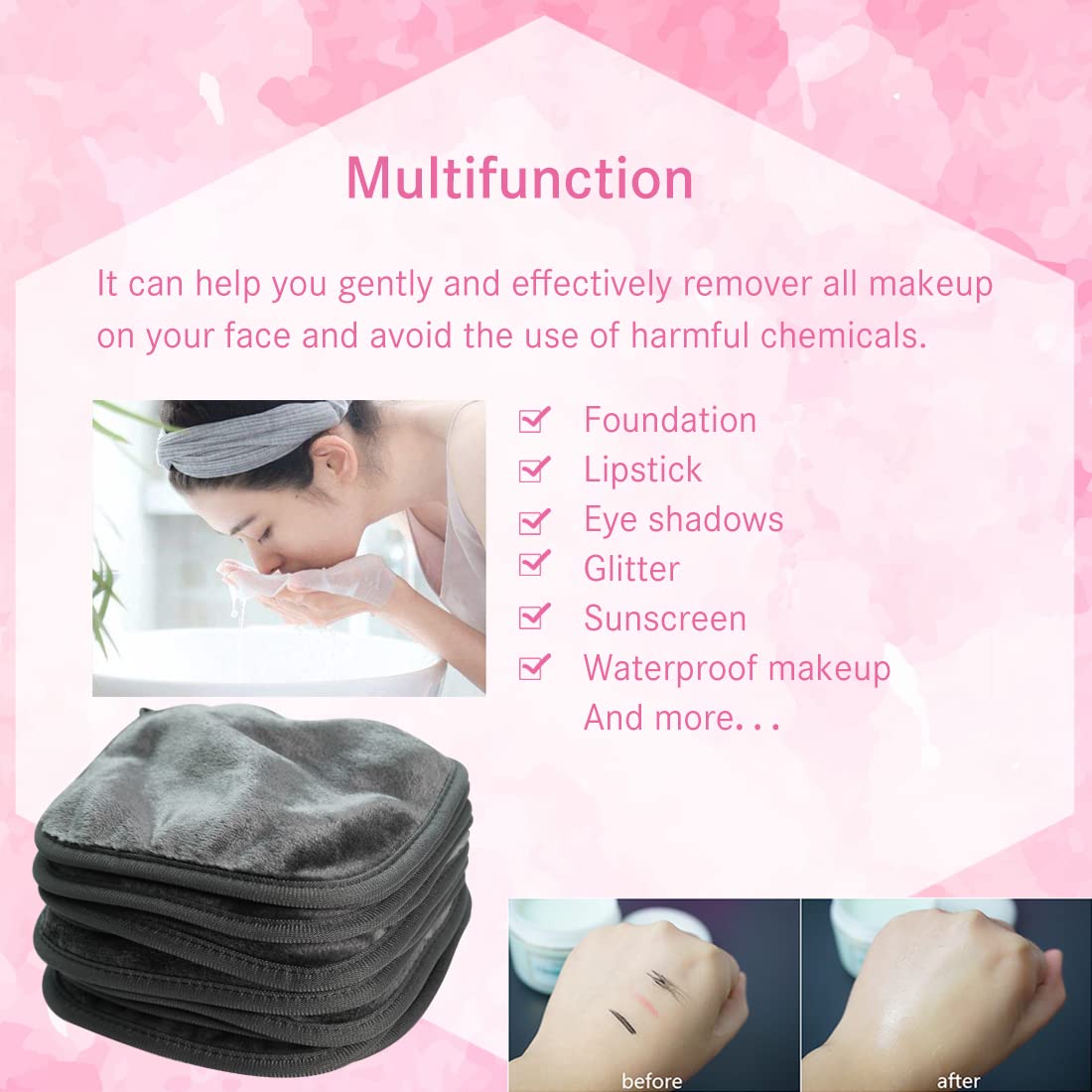 NATWAG | Reusable Update Makeup Removing Microfiber Cloth for Sensitive Skin | Washable Makeup Remover Towels | Natural Facial C