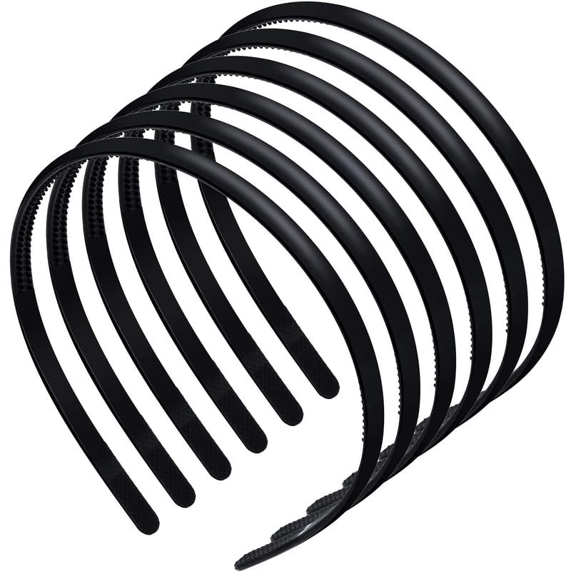 Rectyo Gallery 6 Pieces Plastic Plain Headbands Teeth Comb Headbands Halloween Skinny Diy Hair Bands Headbands For Women Girls|B