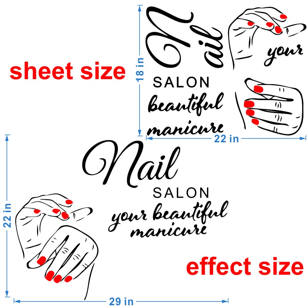 Anfrjji Nail Salon Wall Decal With Elegant Manicure And Nail Polish Design, Removable Pvc Wall Sticker For Beauty Salon And Spa